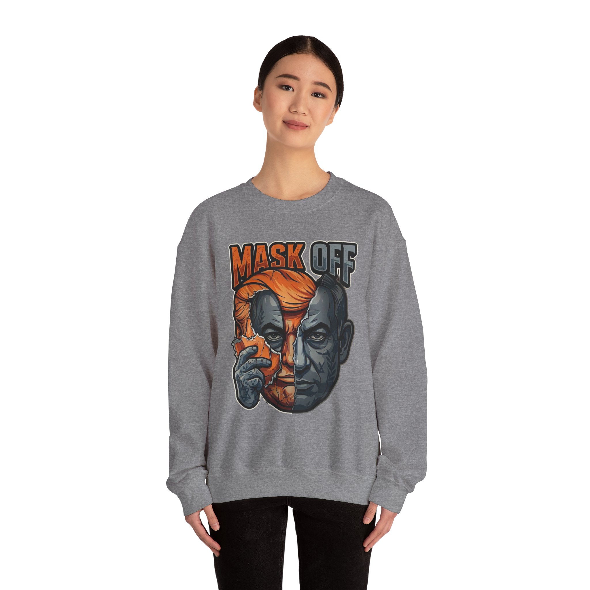 Mask Off | Trump and Netanyahu (Political Satire Crewneck) - Image 95