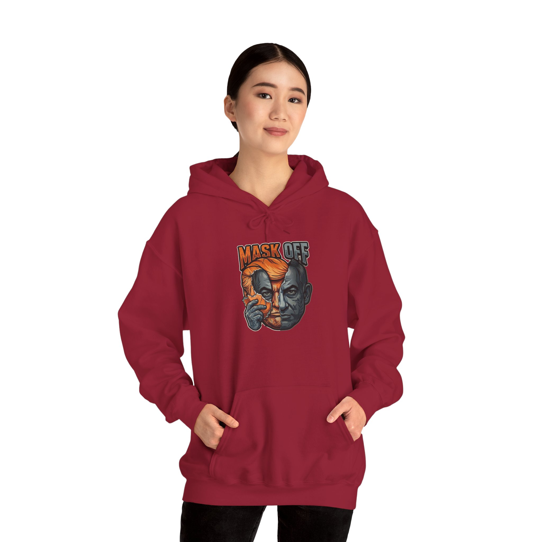 Mask Off Graphic Hoodie — Two-Faced Surreal Art Pullover - Image 25