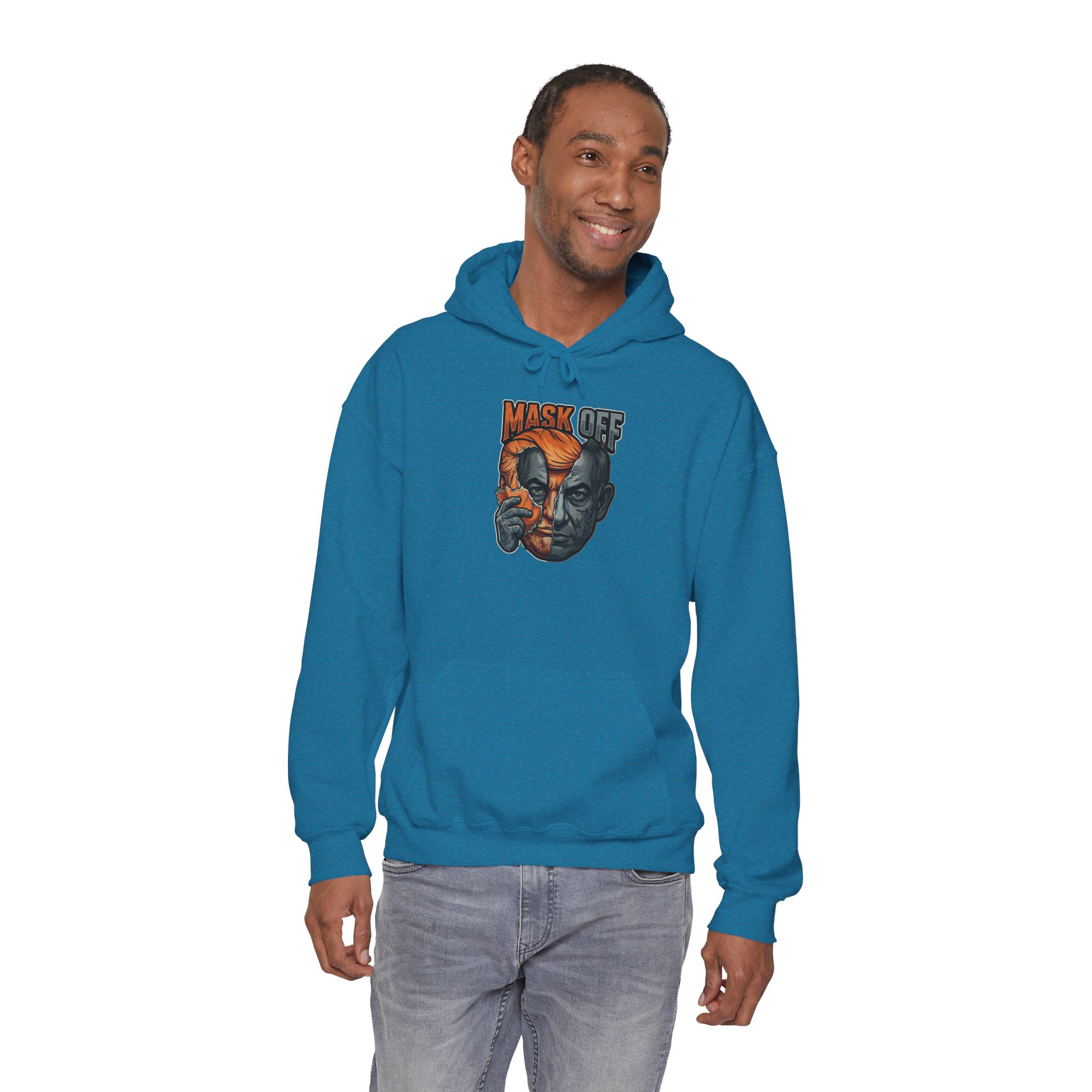 Mask Off Graphic Hoodie — Two-Faced Surreal Art Pullover - Image 81