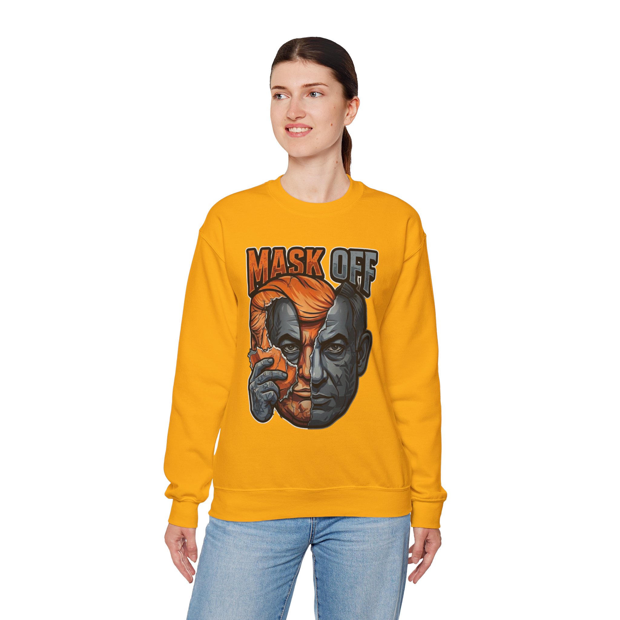 Mask Off | Trump and Netanyahu (Political Satire Crewneck) - Image 63