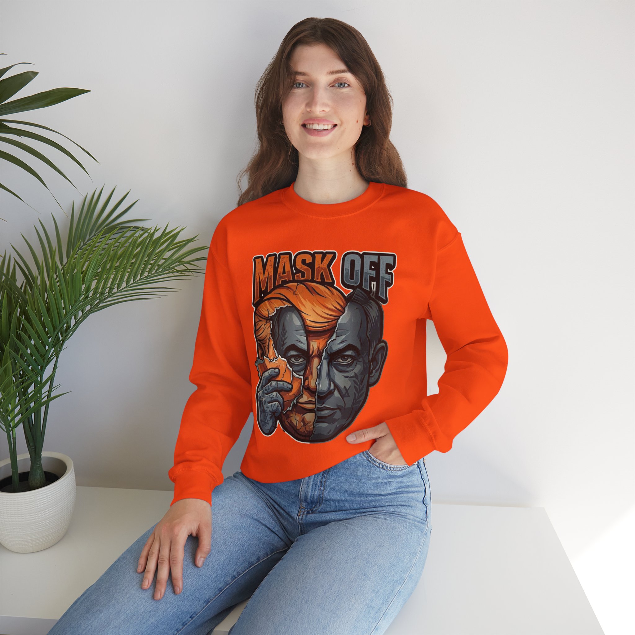 Mask Off | Trump and Netanyahu (Political Satire Crewneck) - Image 73