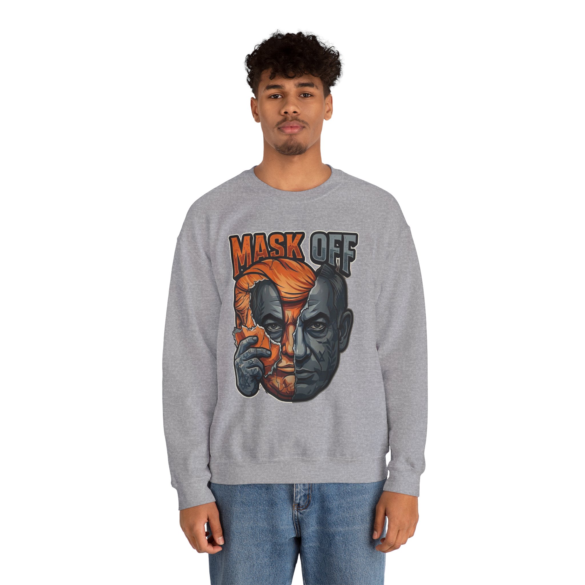 Mask Off | Trump and Netanyahu (Political Satire Crewneck) - Image 51