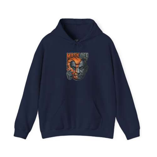 Mask Off Graphic Hoodie — Two-Faced Surreal Art Pullover