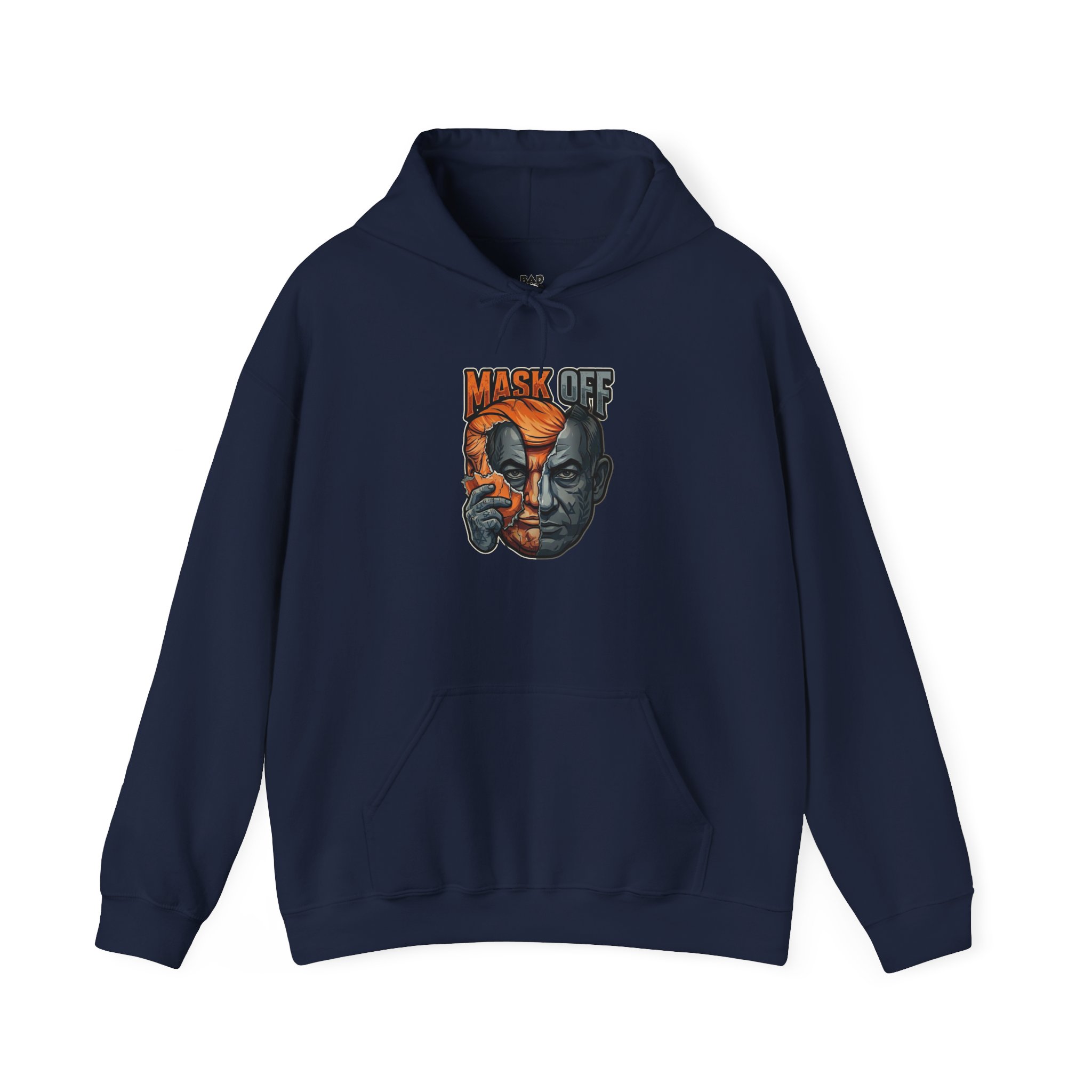 Mask Off Graphic Hoodie — Two-Faced Surreal Art Pullover