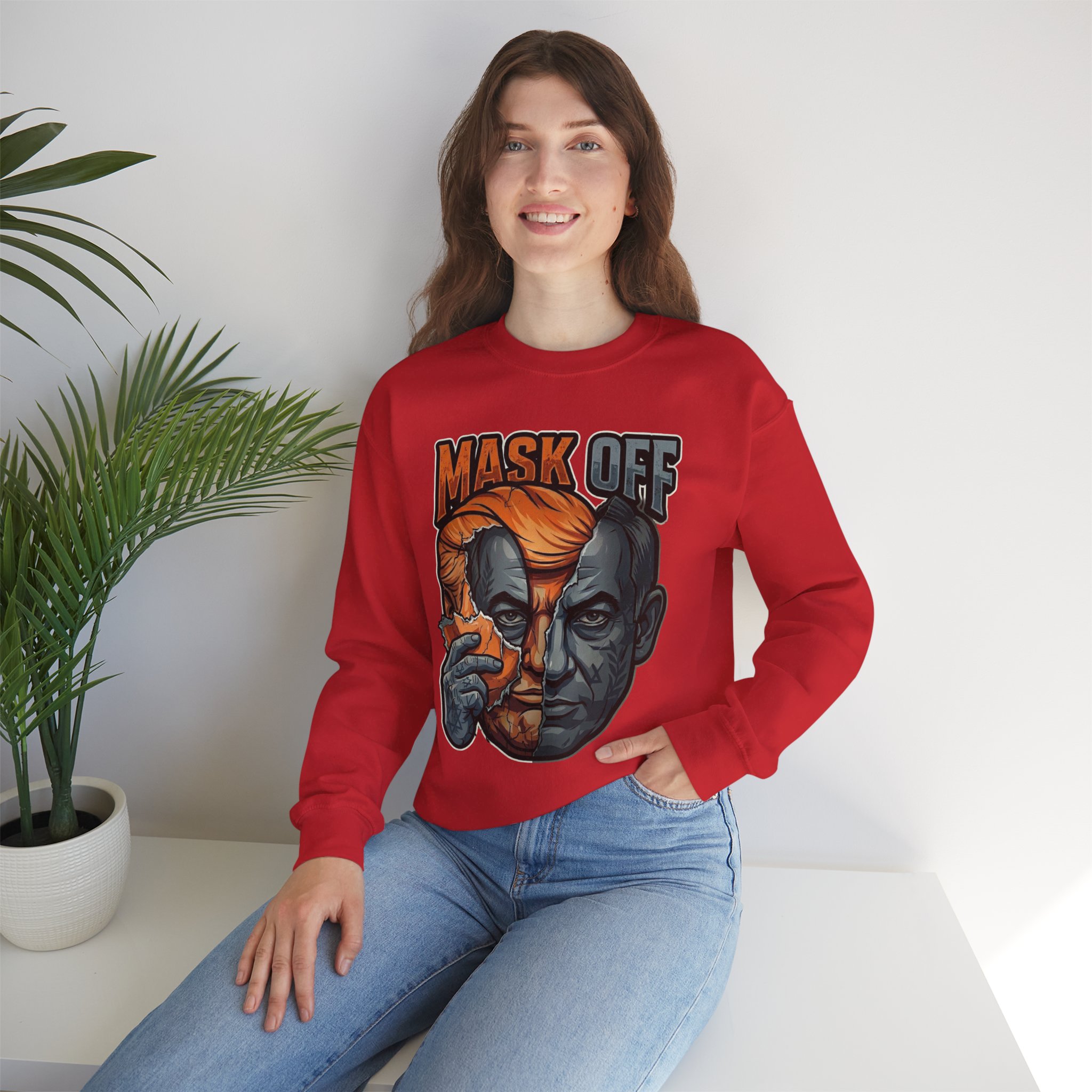 Mask Off | Trump and Netanyahu (Political Satire Crewneck) - Image 127