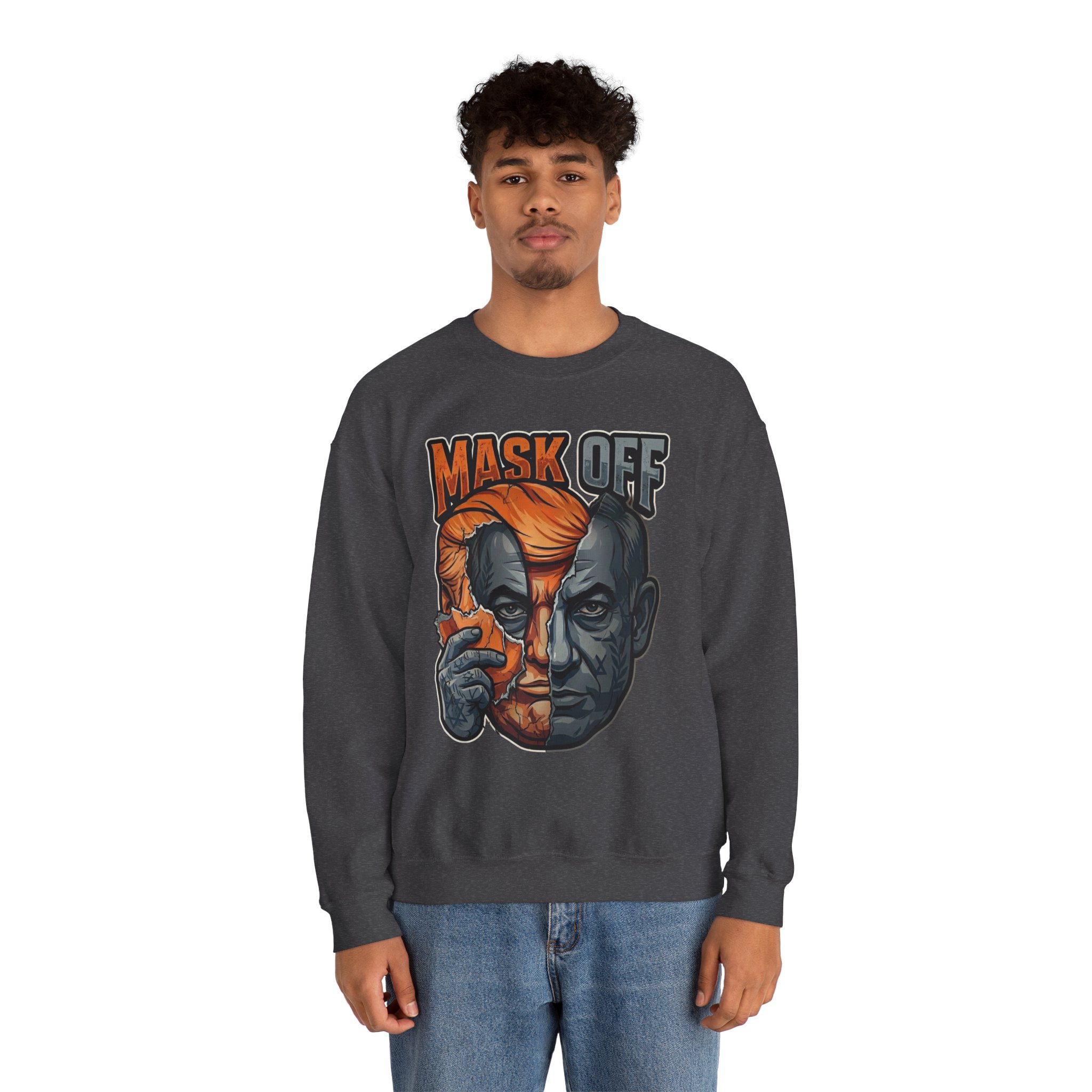 Mask Off | Trump and Netanyahu (Political Satire Crewneck) - Image 114