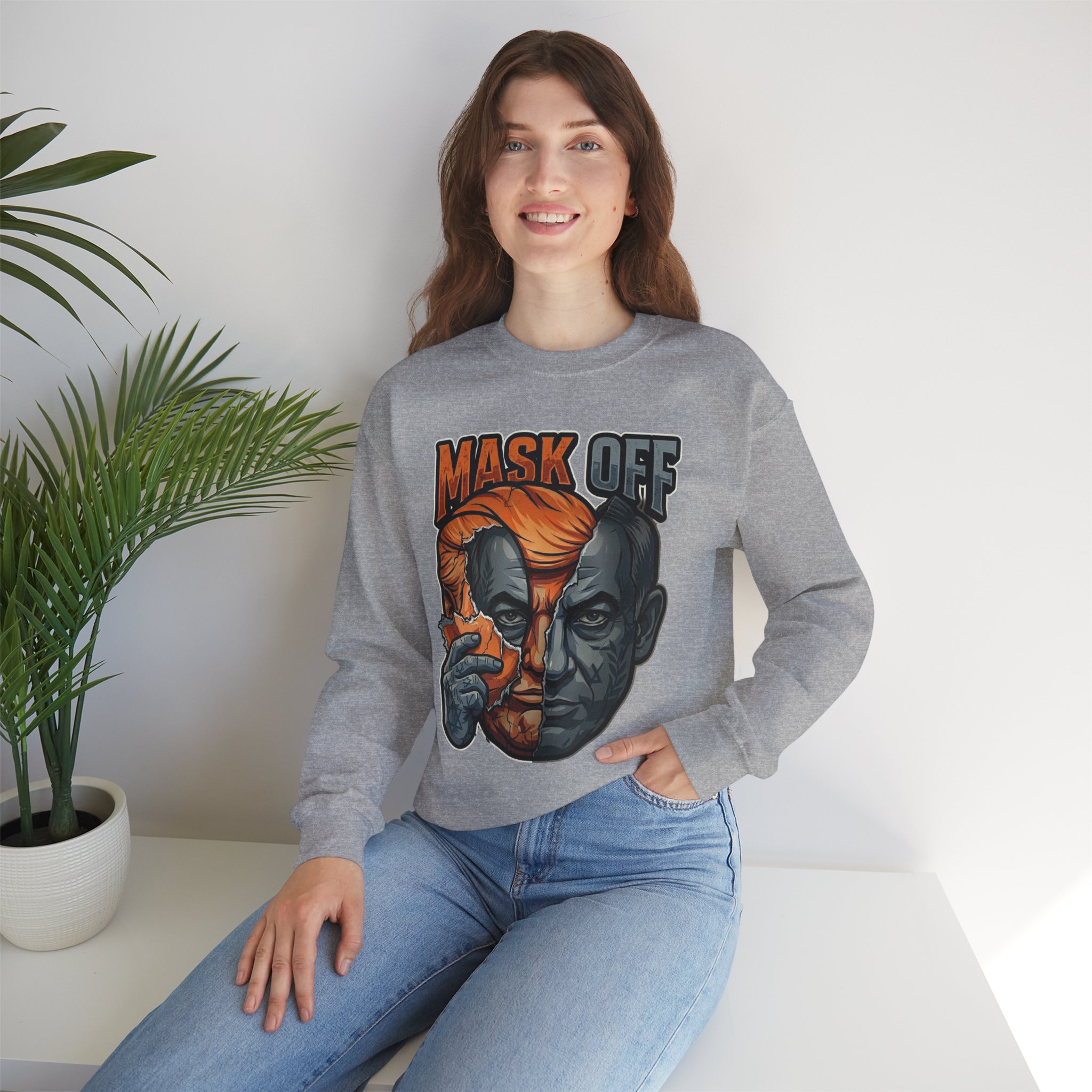 Mask Off | Trump and Netanyahu (Political Satire Crewneck) - Image 55