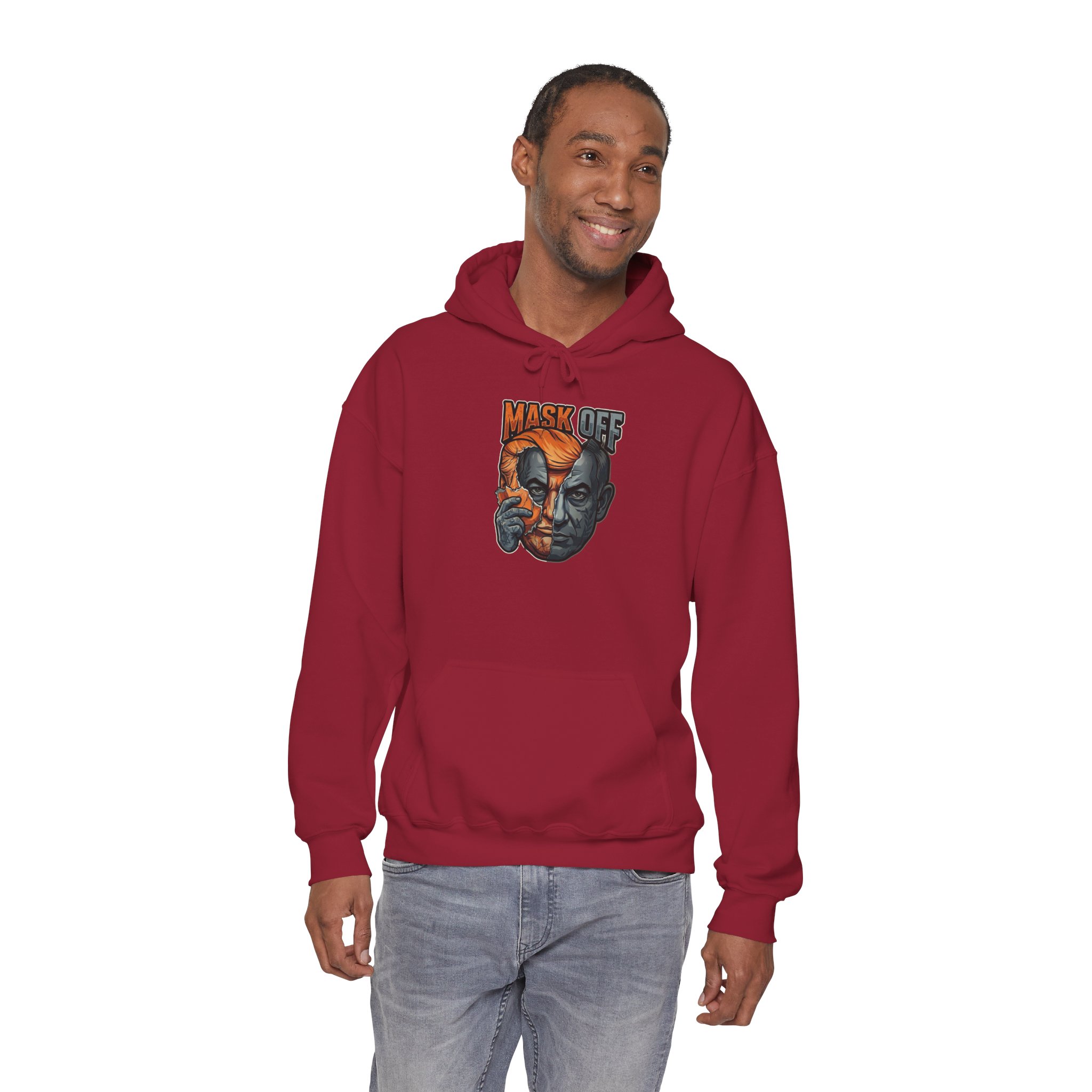 Mask Off Graphic Hoodie — Two-Faced Surreal Art Pullover - Image 27