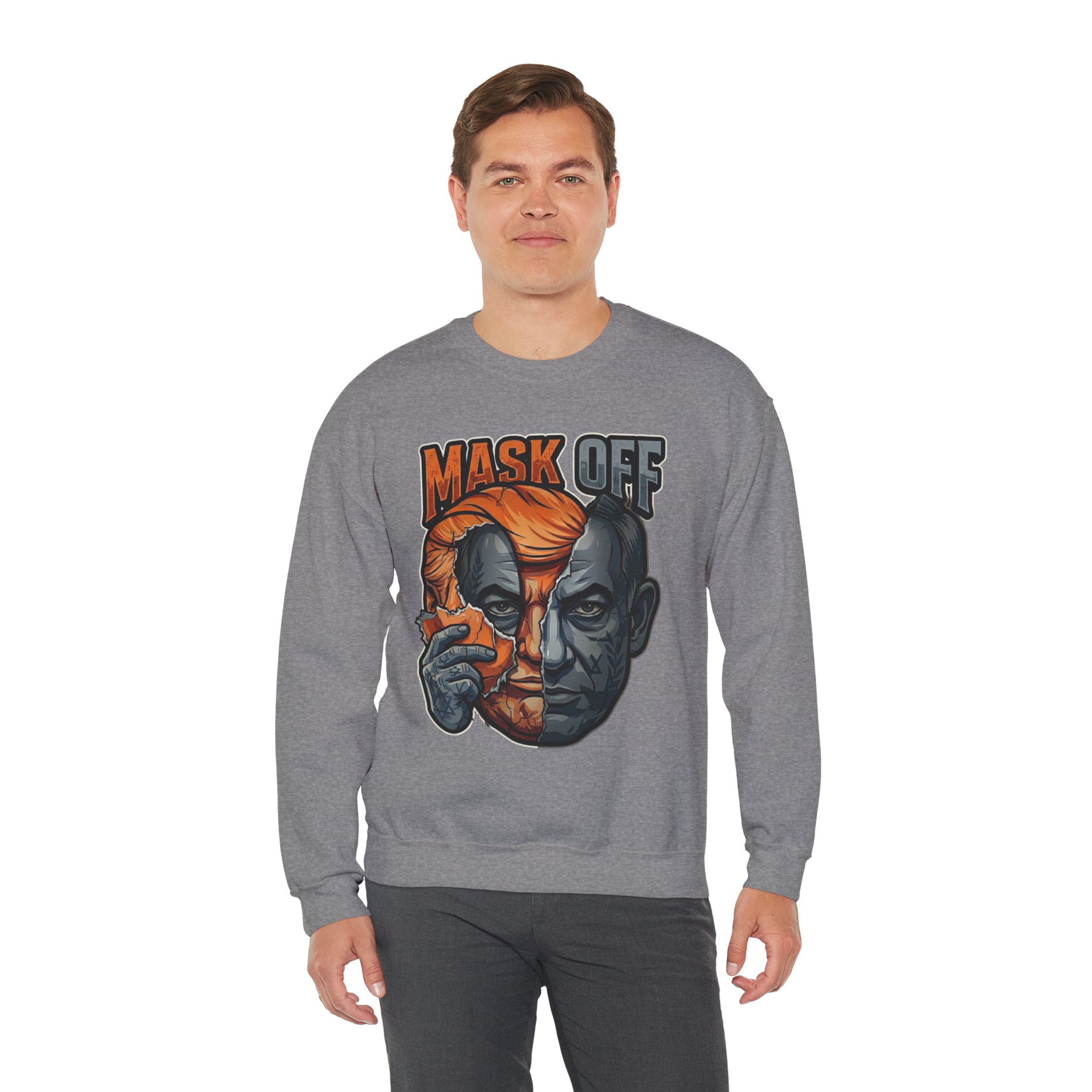 Mask Off | Trump and Netanyahu (Political Satire Crewneck) - Image 97