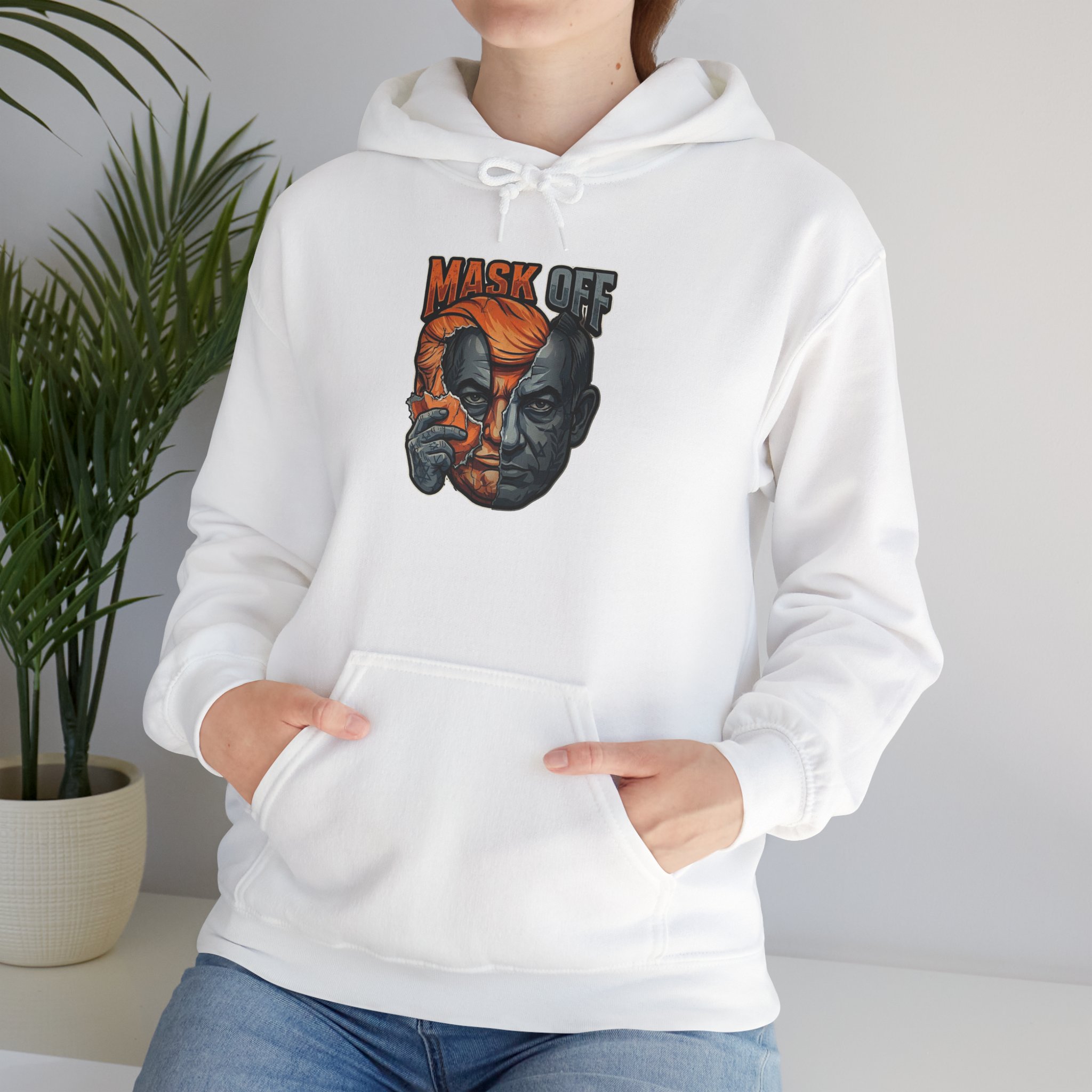 Mask Off Graphic Hoodie — Two-Faced Surreal Art Pullover - Image 9