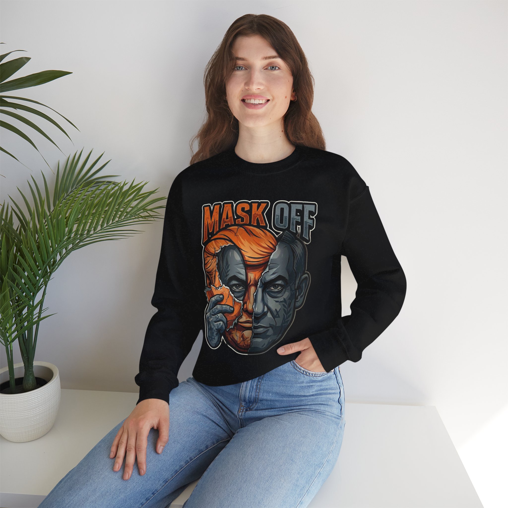 Mask Off | Trump and Netanyahu (Political Satire Crewneck) - Image 37