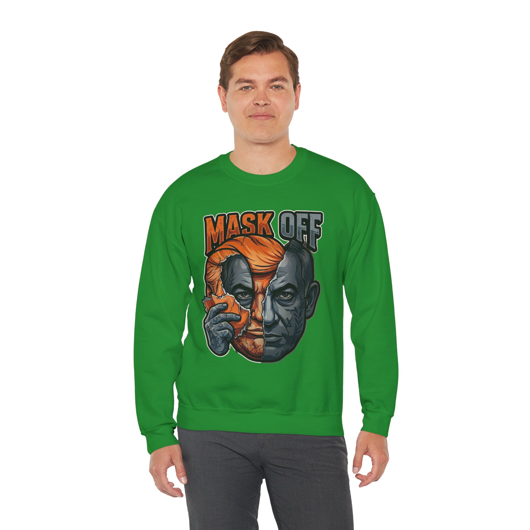 Mask Off | Trump and Netanyahu (Political Satire Crewneck) - Image 106