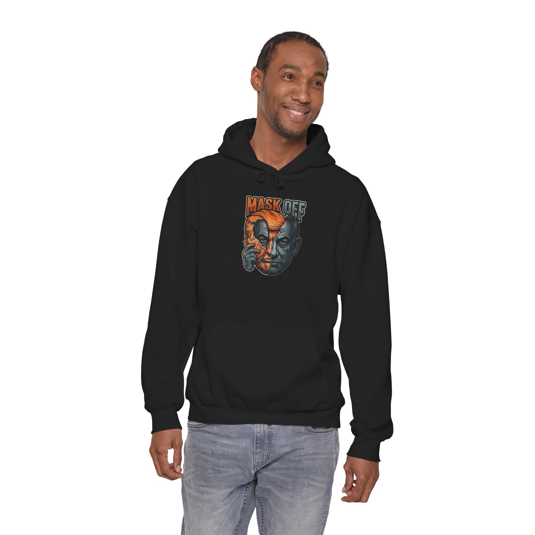 Mask Off Graphic Hoodie — Two-Faced Surreal Art Pullover - Image 45