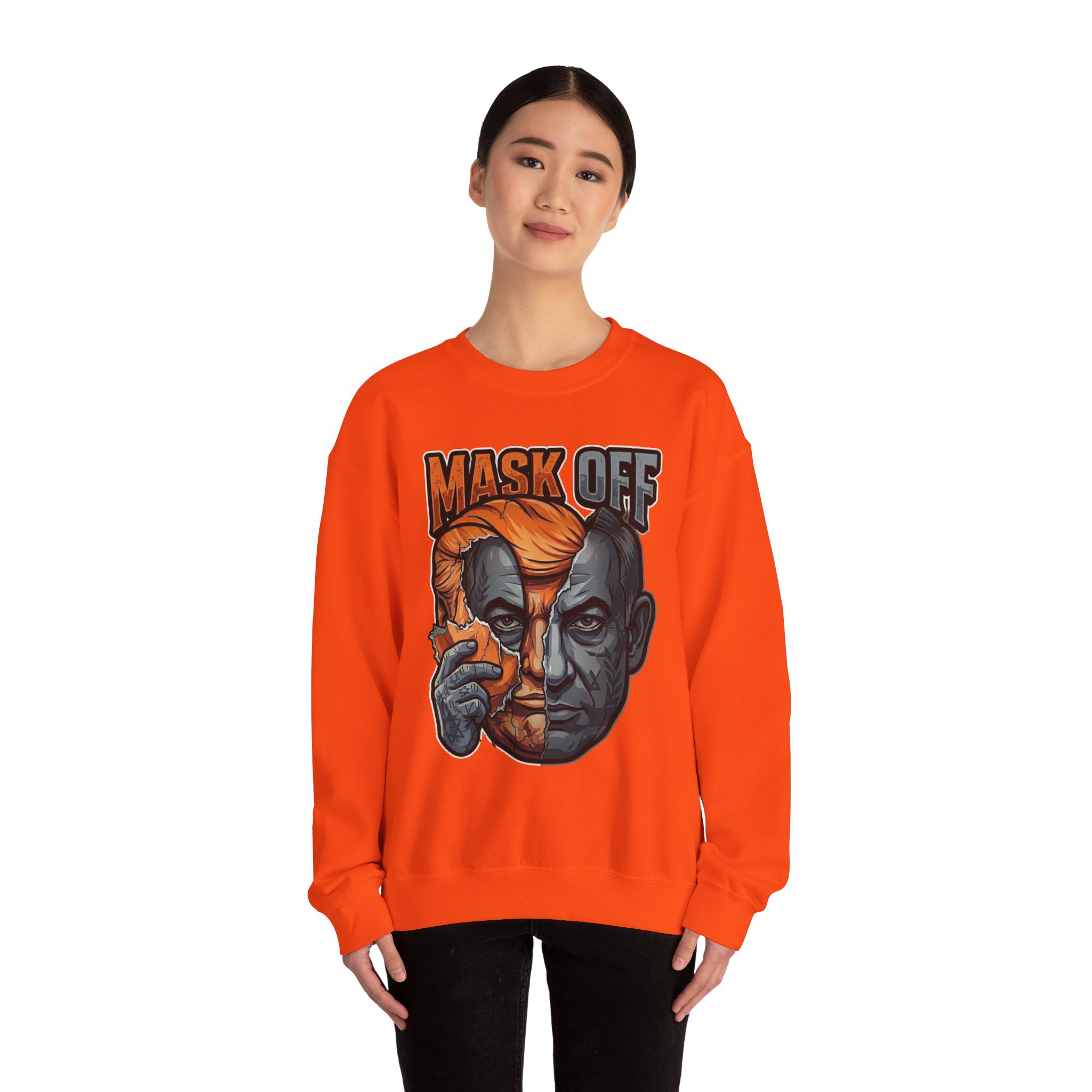 Mask Off | Trump and Netanyahu (Political Satire Crewneck) - Image 68