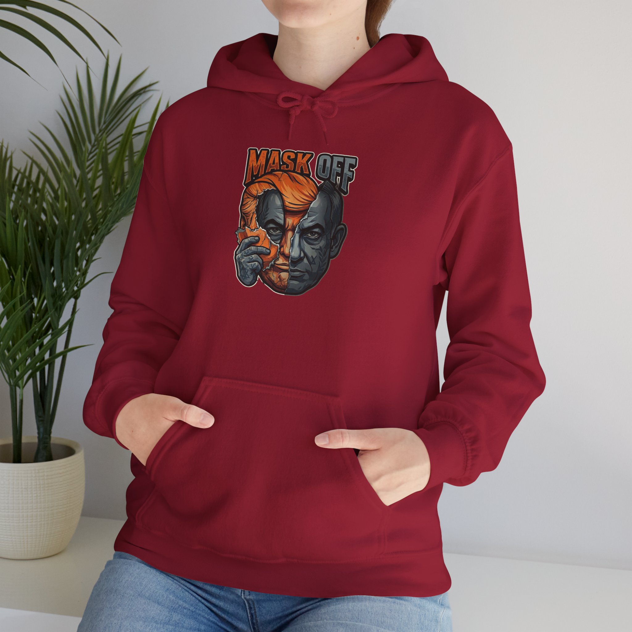 Mask Off Graphic Hoodie — Two-Faced Surreal Art Pullover - Image 28