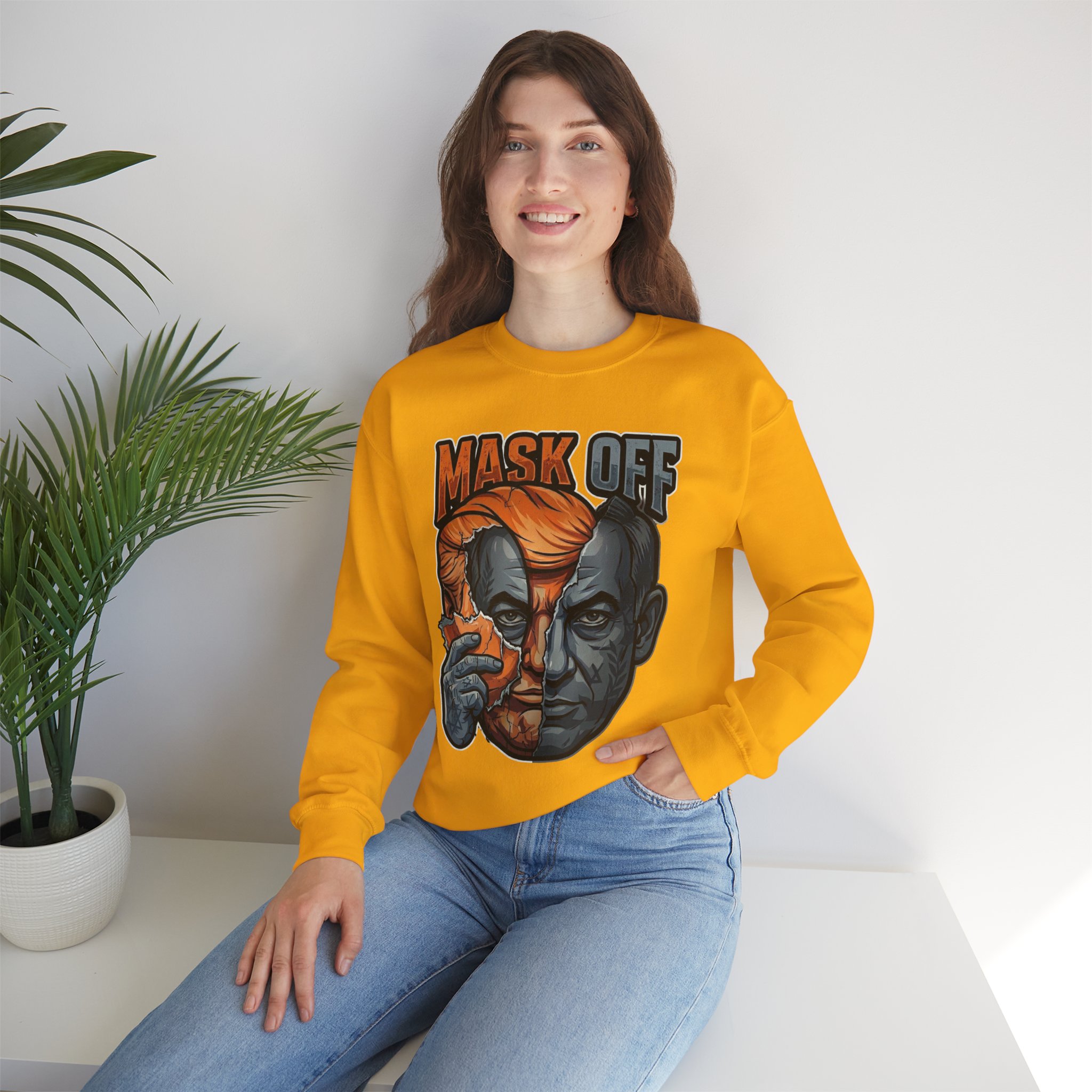 Mask Off | Trump and Netanyahu (Political Satire Crewneck) - Image 64