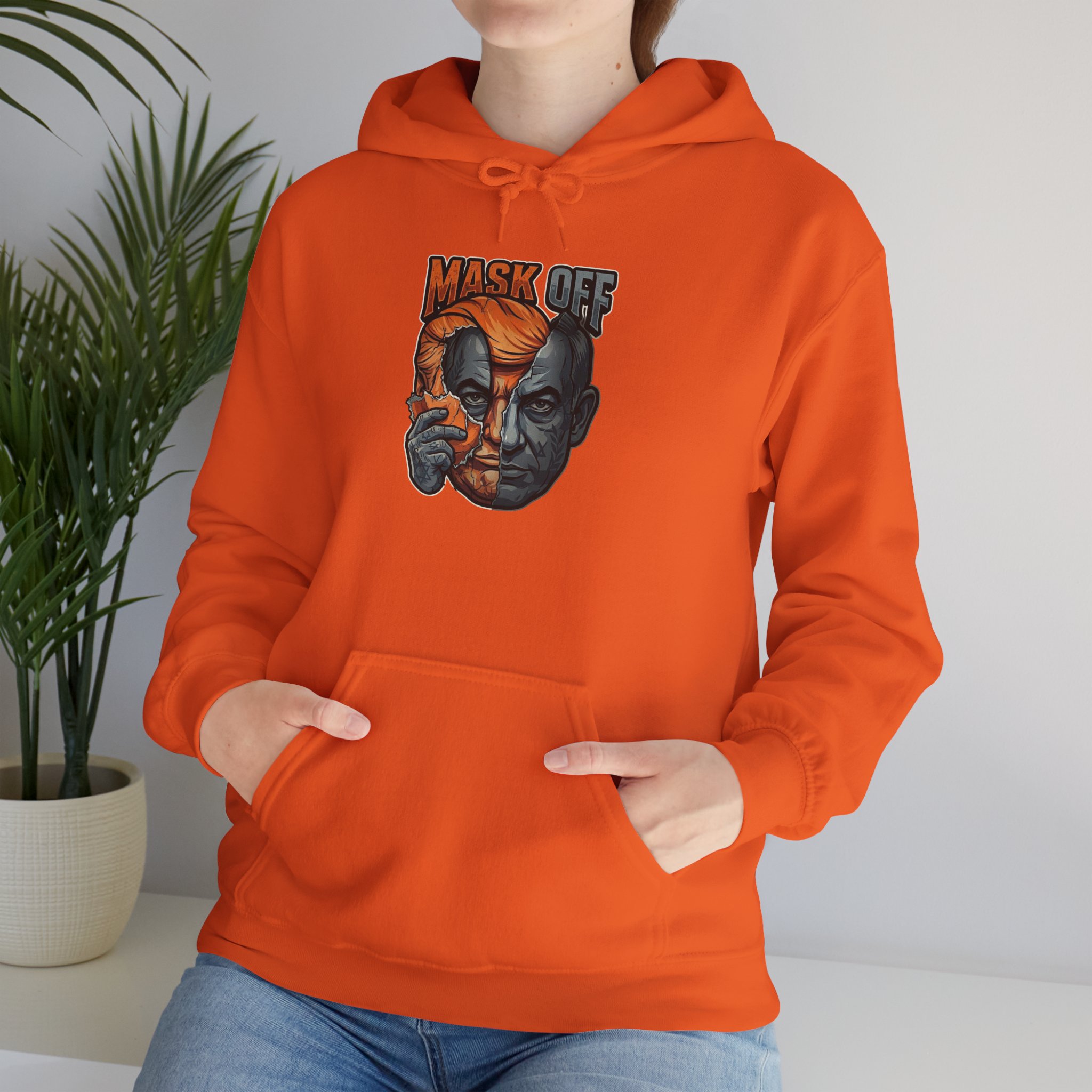Mask Off Graphic Hoodie — Two-Faced Surreal Art Pullover - Image 55