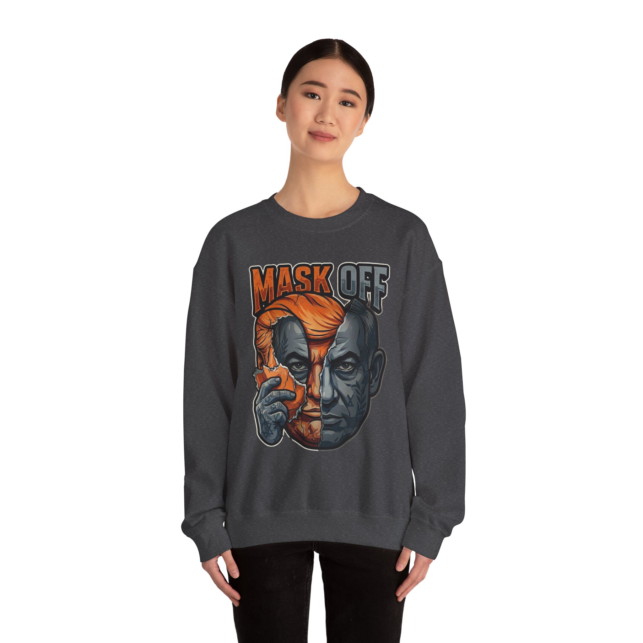 Mask Off | Trump and Netanyahu (Political Satire Crewneck) - Image 113