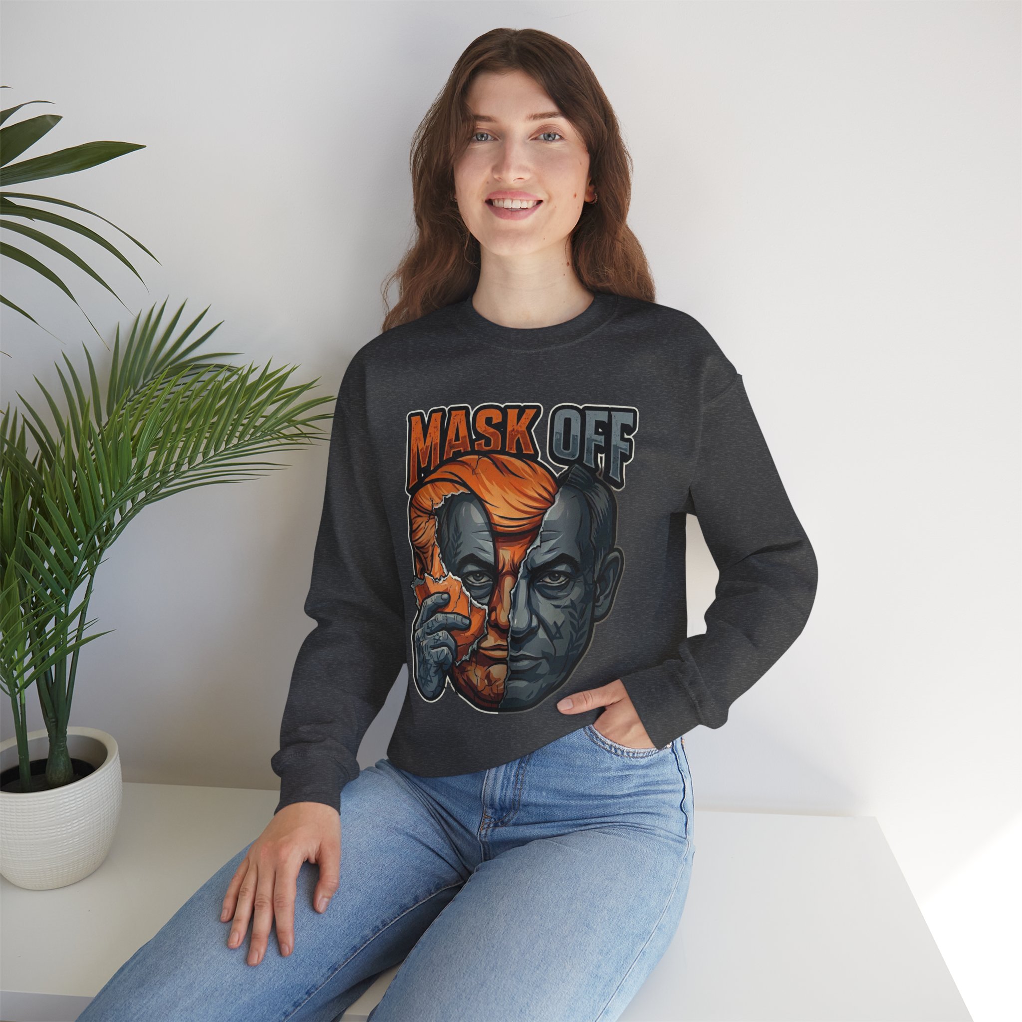 Mask Off | Trump and Netanyahu (Political Satire Crewneck) - Image 118