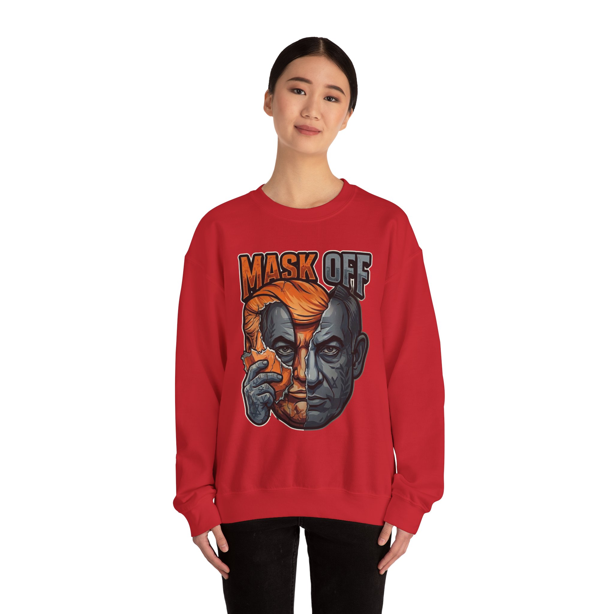 Mask Off | Trump and Netanyahu (Political Satire Crewneck) - Image 122