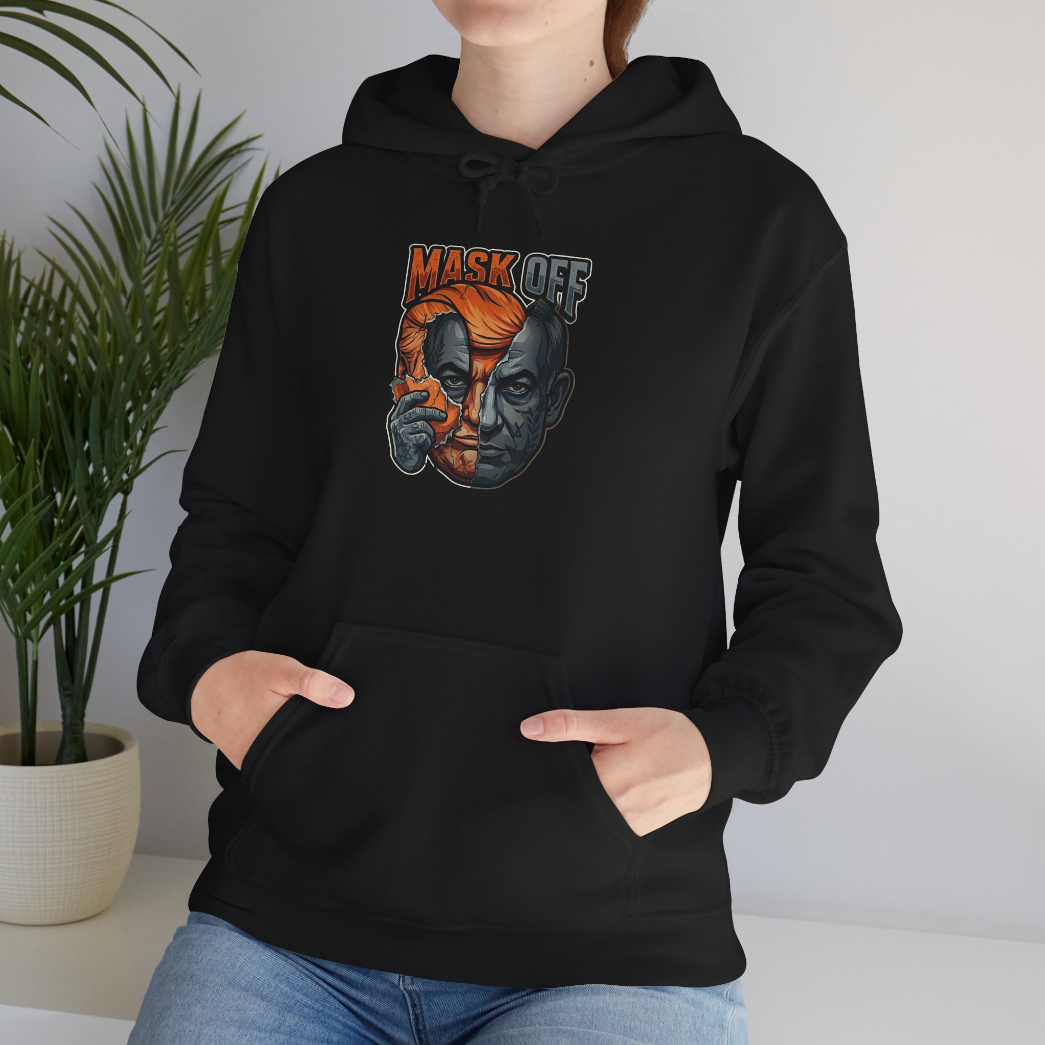 Mask Off Graphic Hoodie — Two-Faced Surreal Art Pullover - Image 46