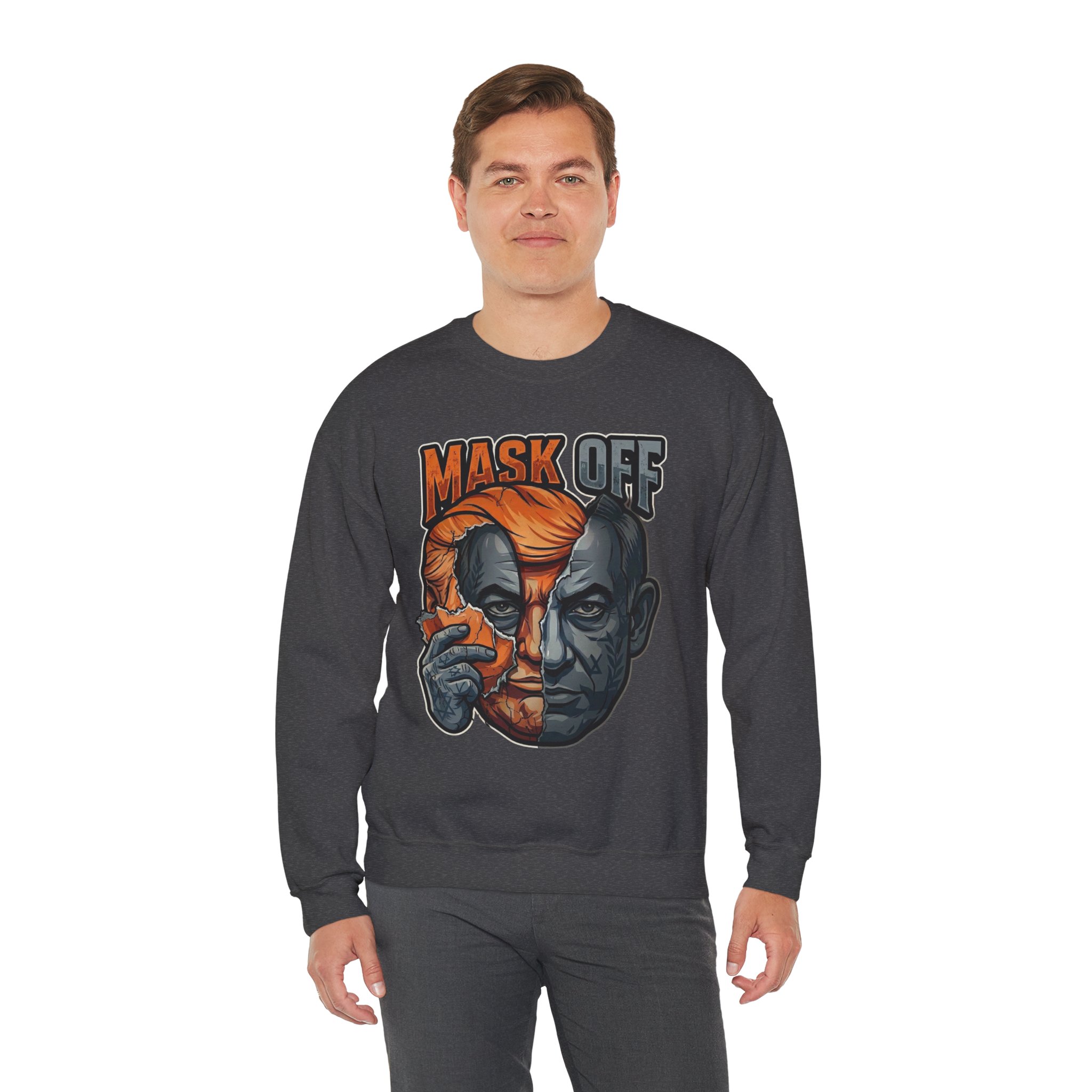 Mask Off | Trump and Netanyahu (Political Satire Crewneck) - Image 115