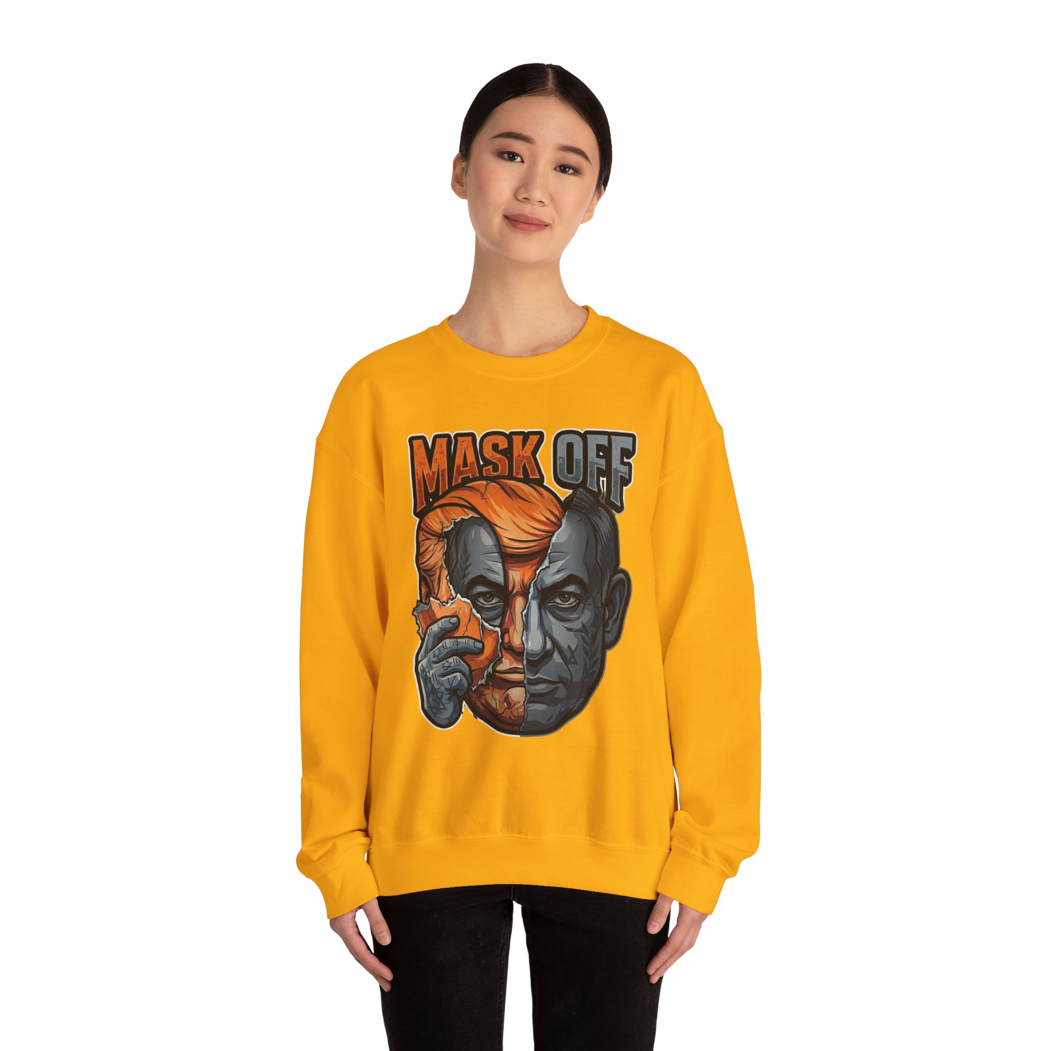 Mask Off | Trump and Netanyahu (Political Satire Crewneck) - Image 59