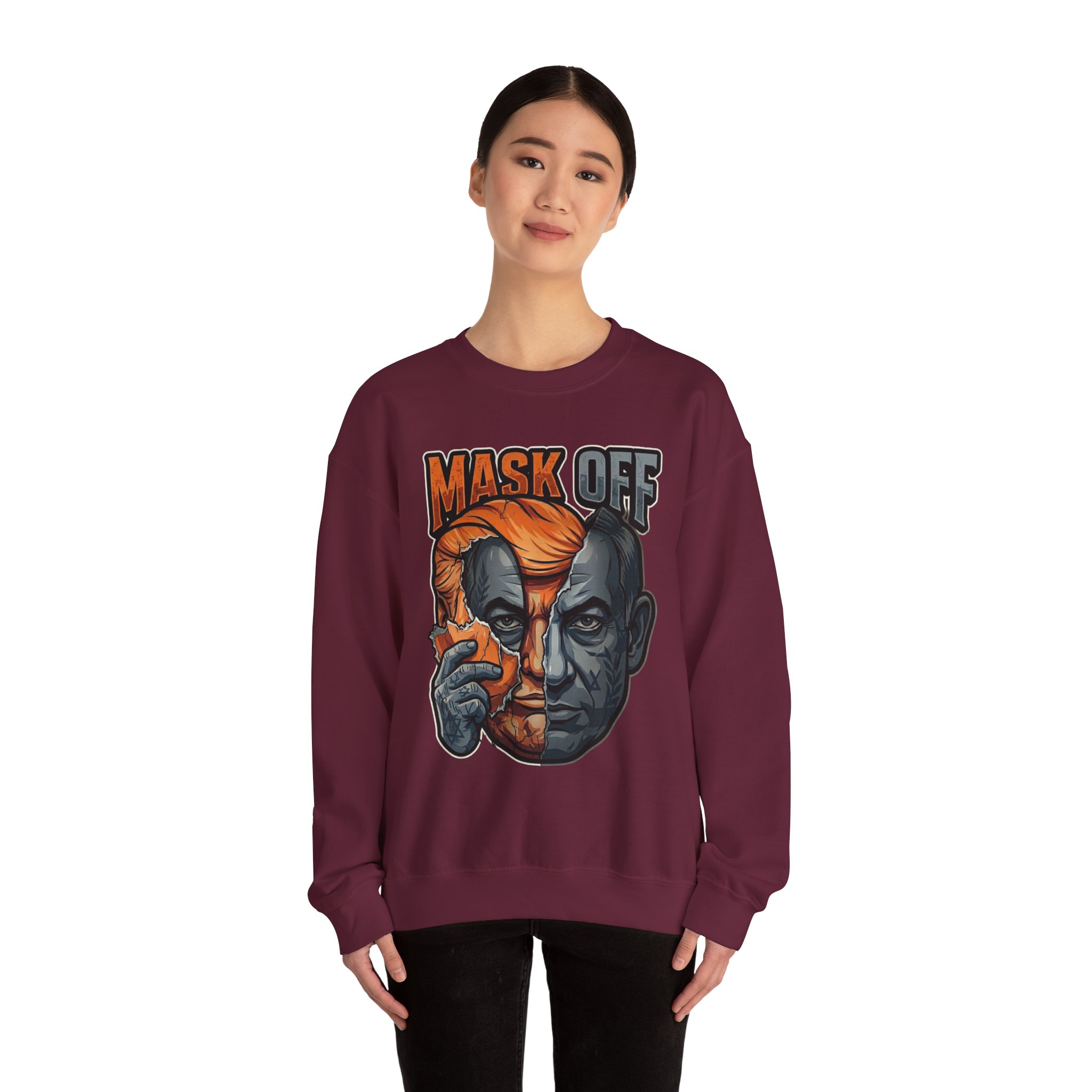 Mask Off | Trump and Netanyahu (Political Satire Crewneck) - Image 77