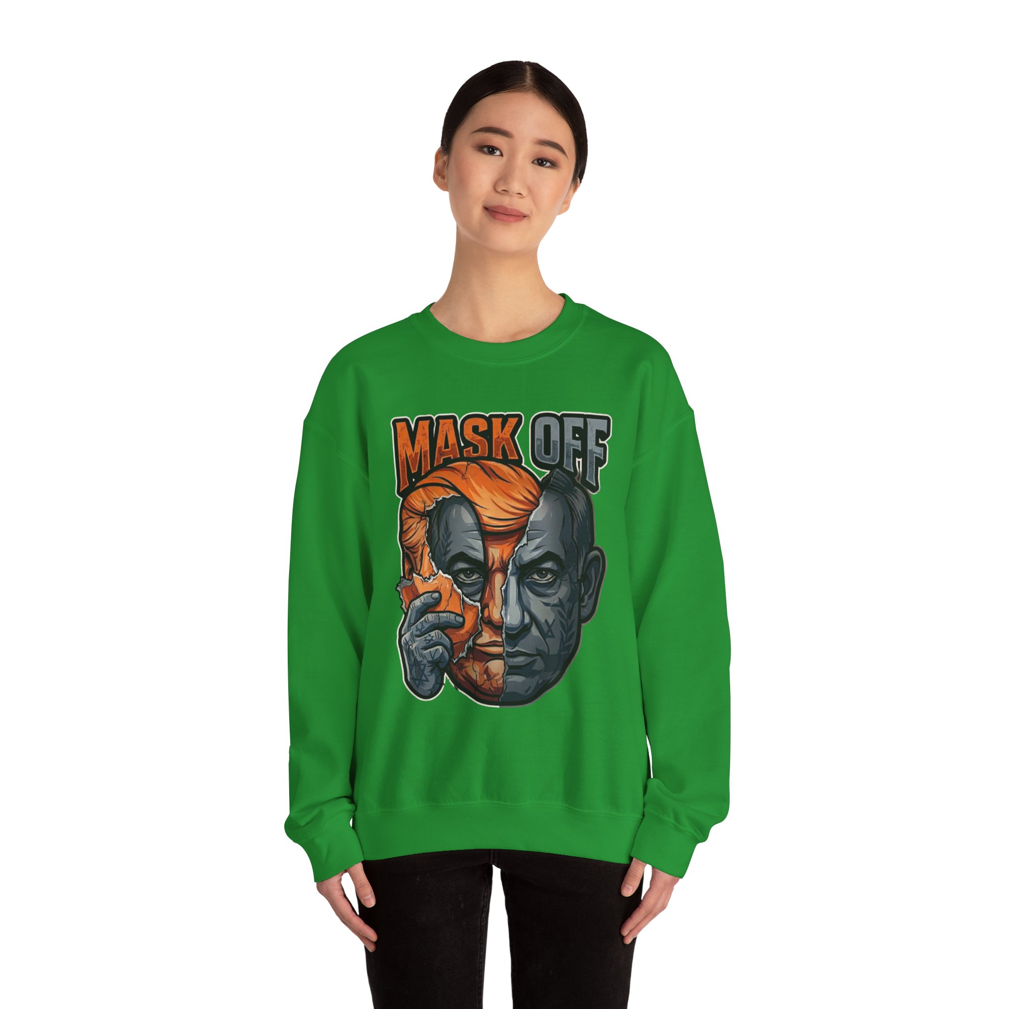 Mask Off | Trump and Netanyahu (Political Satire Crewneck) - Image 104