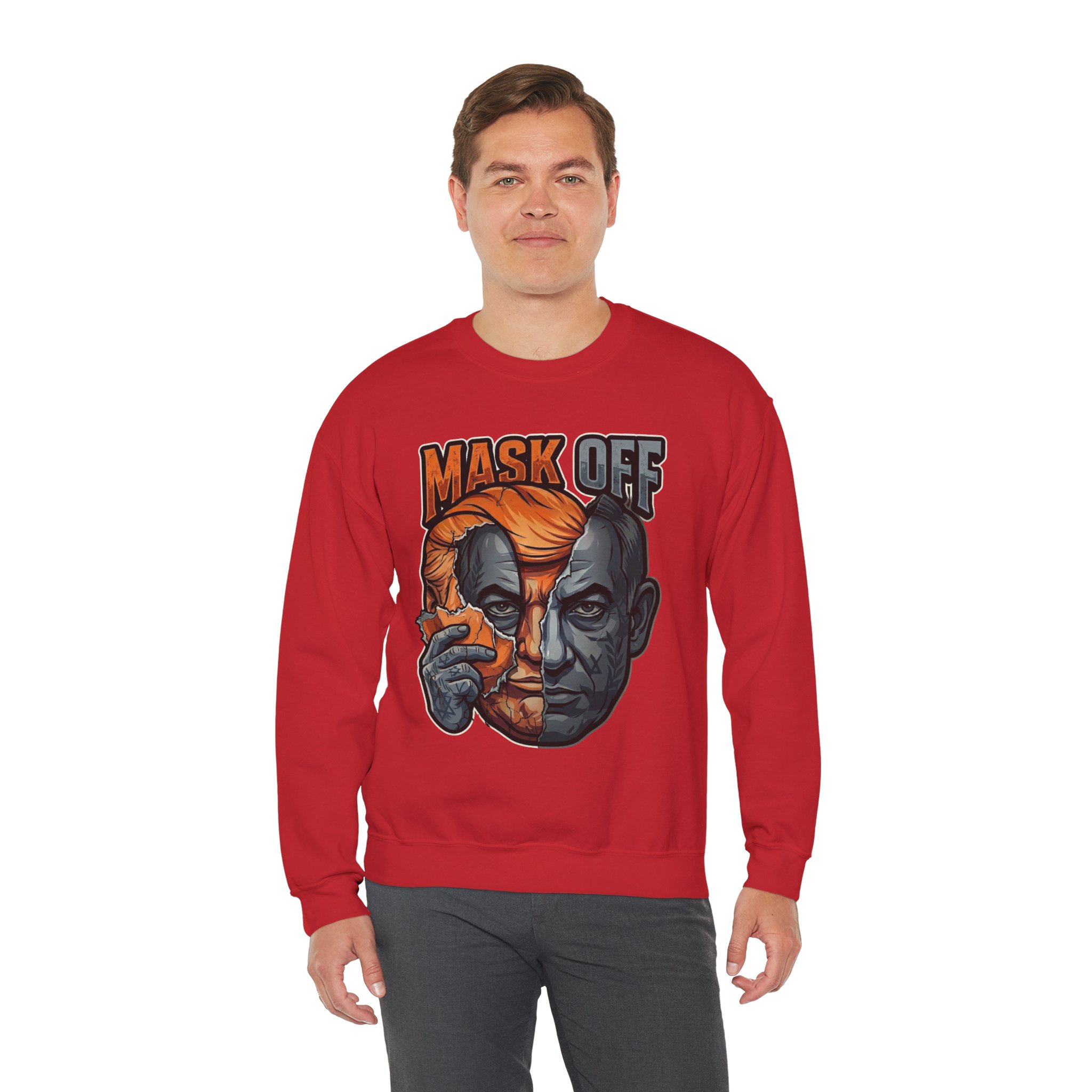 Mask Off | Trump and Netanyahu (Political Satire Crewneck) - Image 124