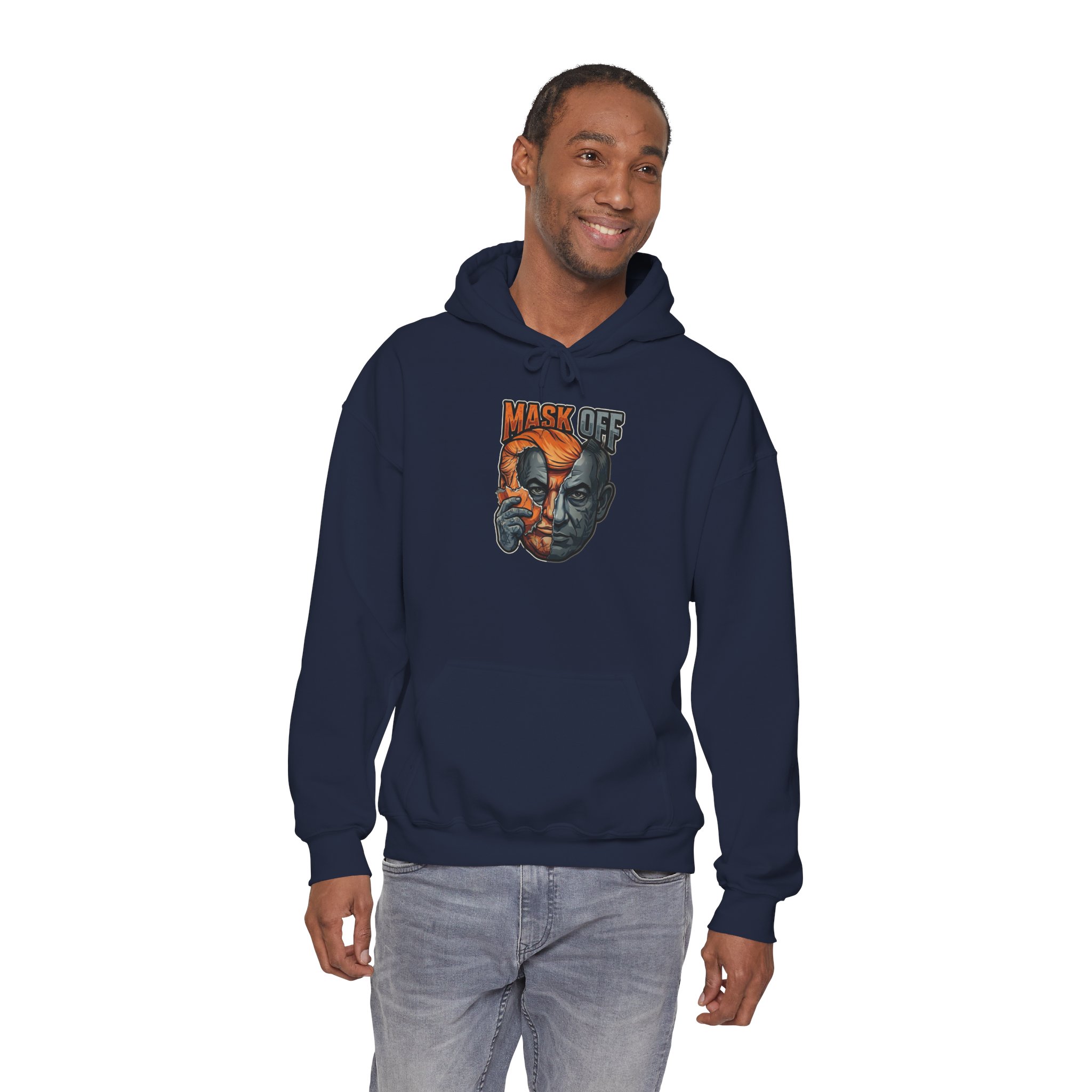 Mask Off Graphic Hoodie — Two-Faced Surreal Art Pullover - Image 36