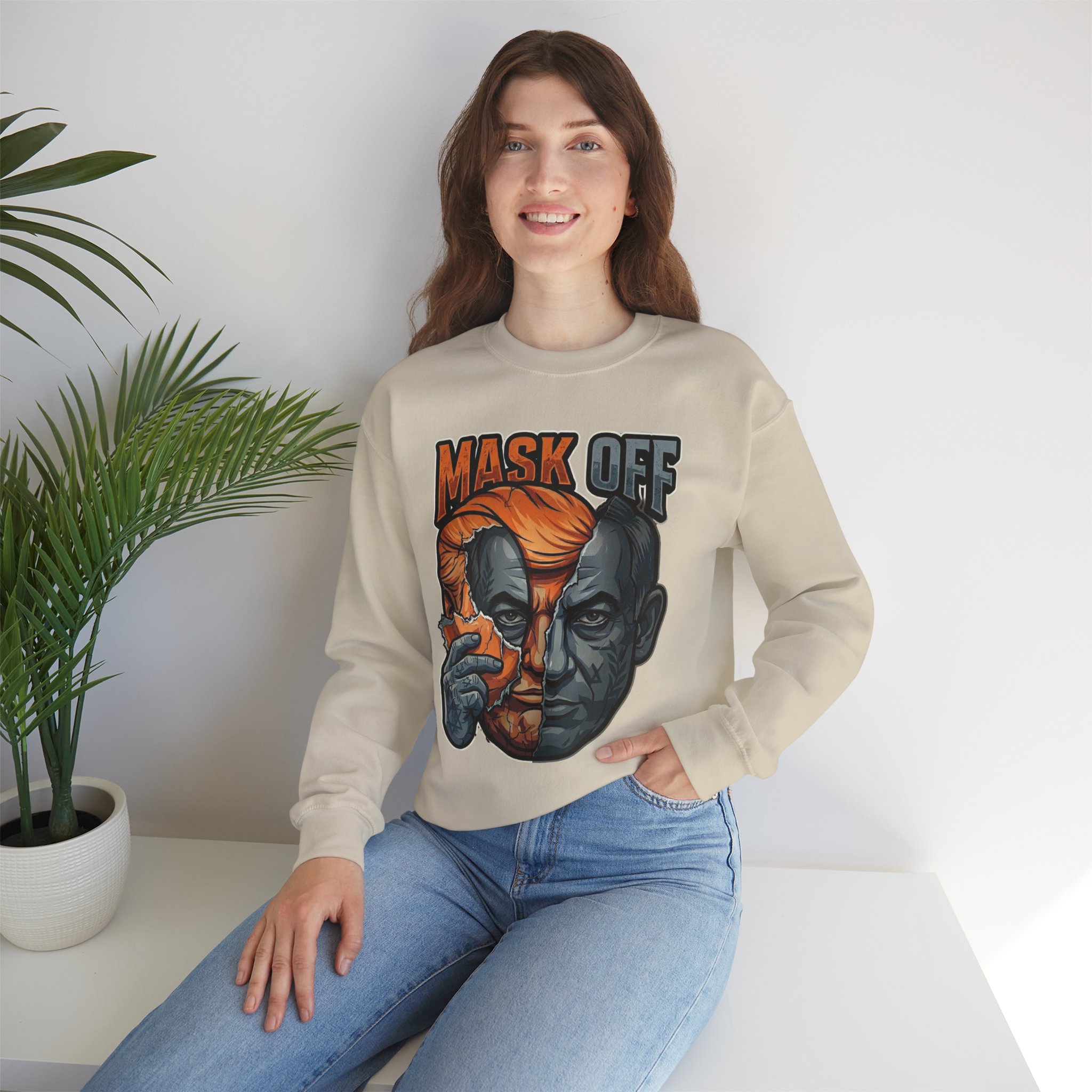 Mask Off | Trump and Netanyahu (Political Satire Crewneck) - Image 46
