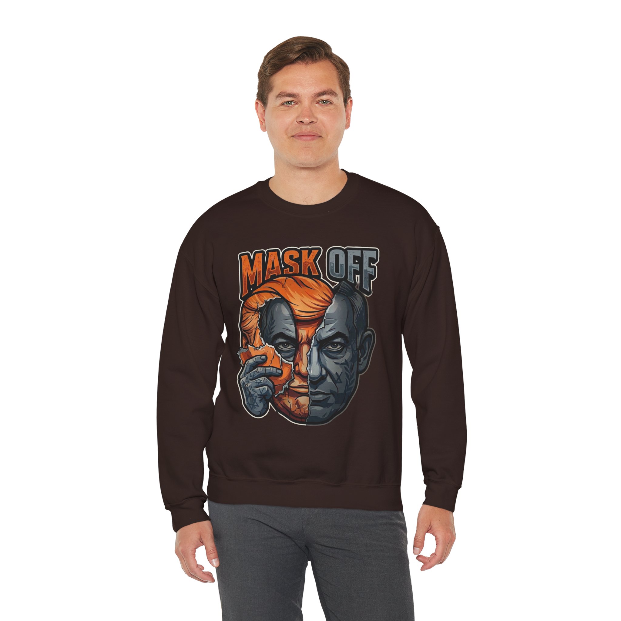 Mask Off | Trump and Netanyahu (Political Satire Crewneck) - Image 88
