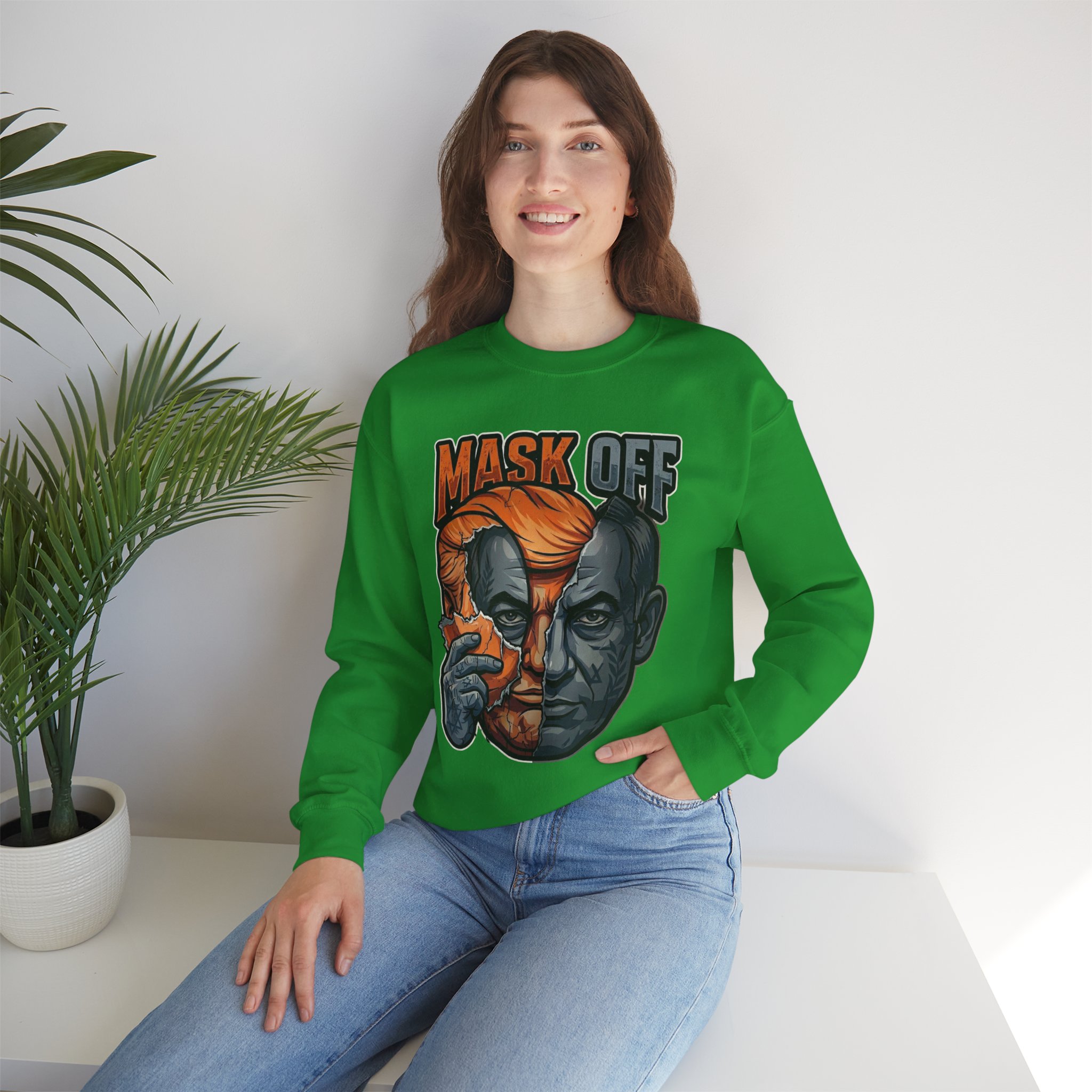 Mask Off | Trump and Netanyahu (Political Satire Crewneck) - Image 109