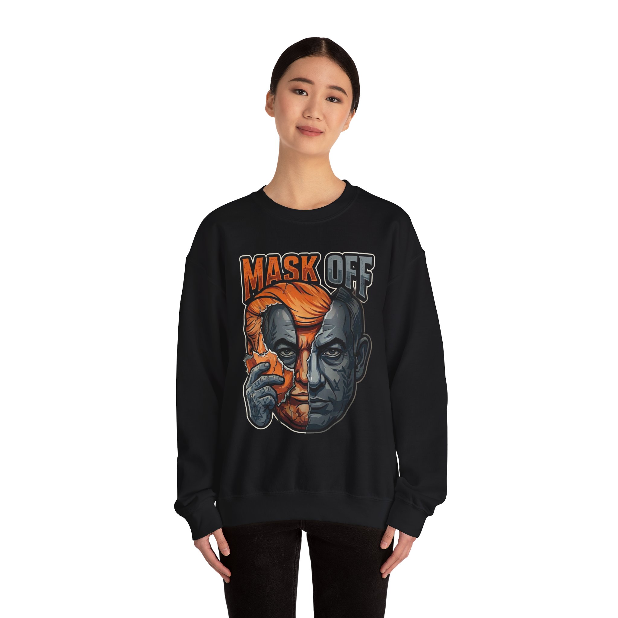 Mask Off | Trump and Netanyahu (Political Satire Crewneck) - Image 32