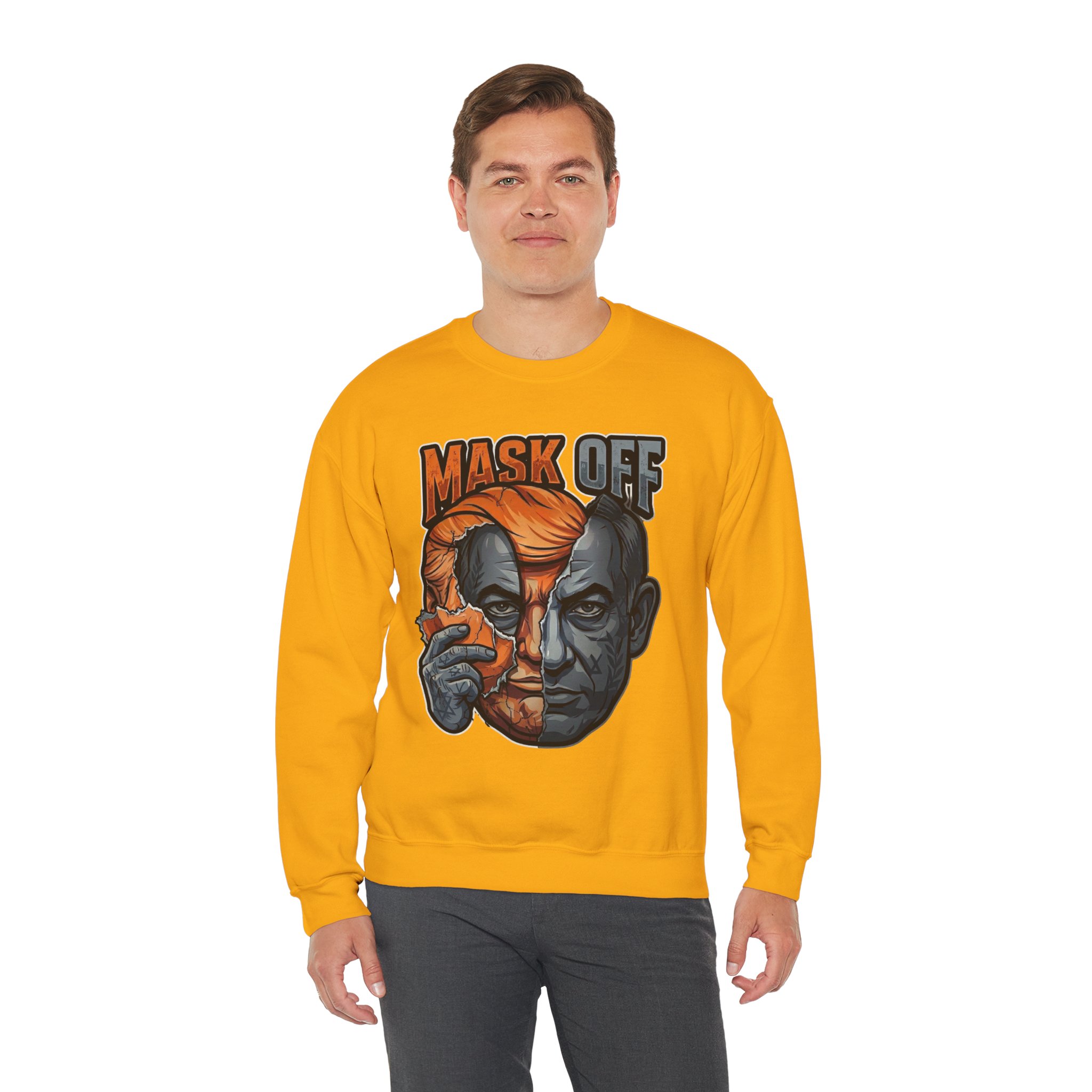 Mask Off | Trump and Netanyahu (Political Satire Crewneck) - Image 61