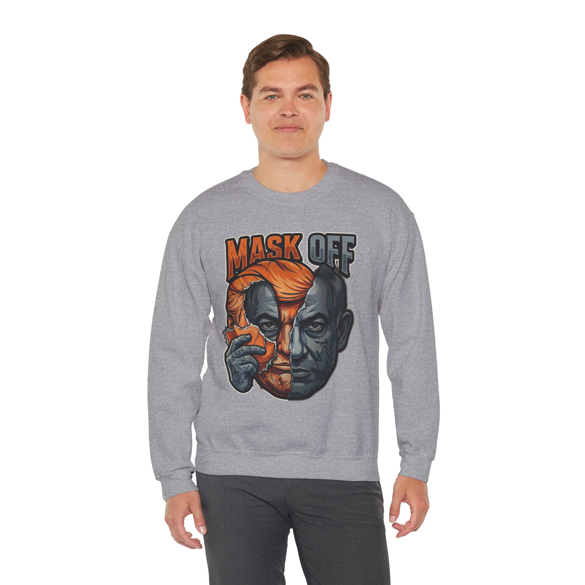 Mask Off | Trump and Netanyahu (Political Satire Crewneck) - Image 52