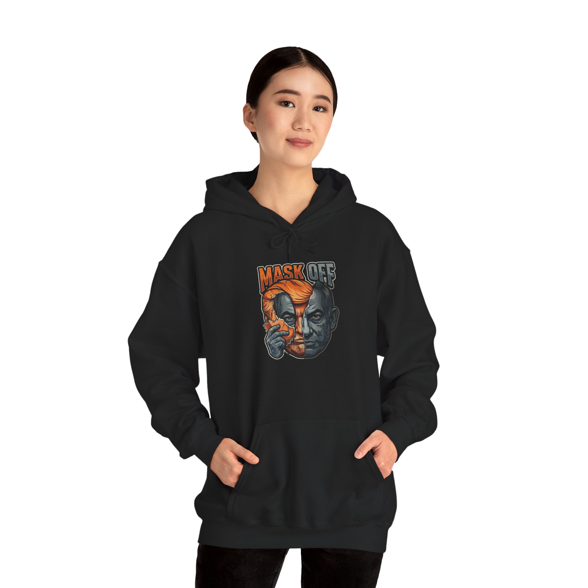 Mask Off Graphic Hoodie — Two-Faced Surreal Art Pullover - Image 43