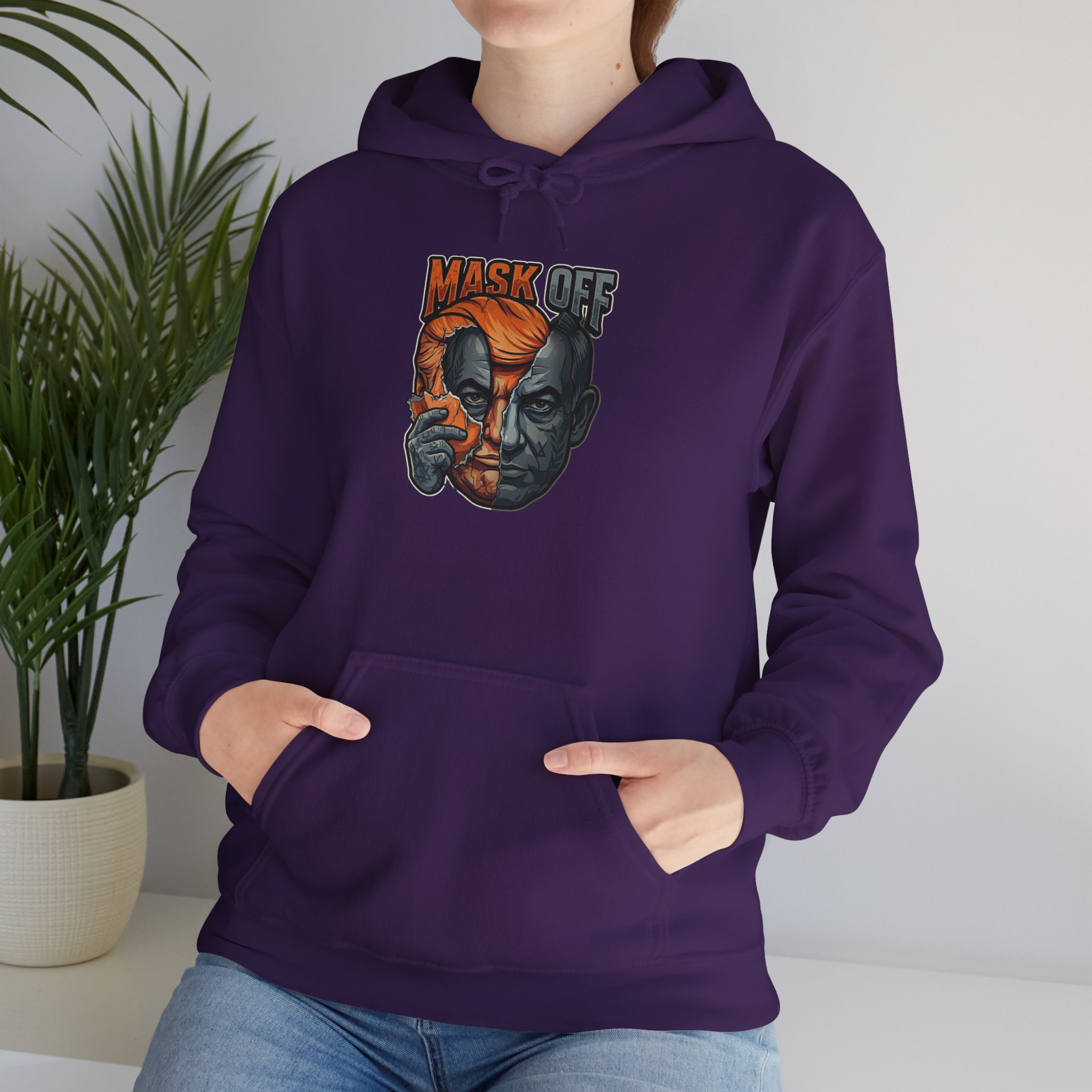 Mask Off Graphic Hoodie — Two-Faced Surreal Art Pullover - Image 73