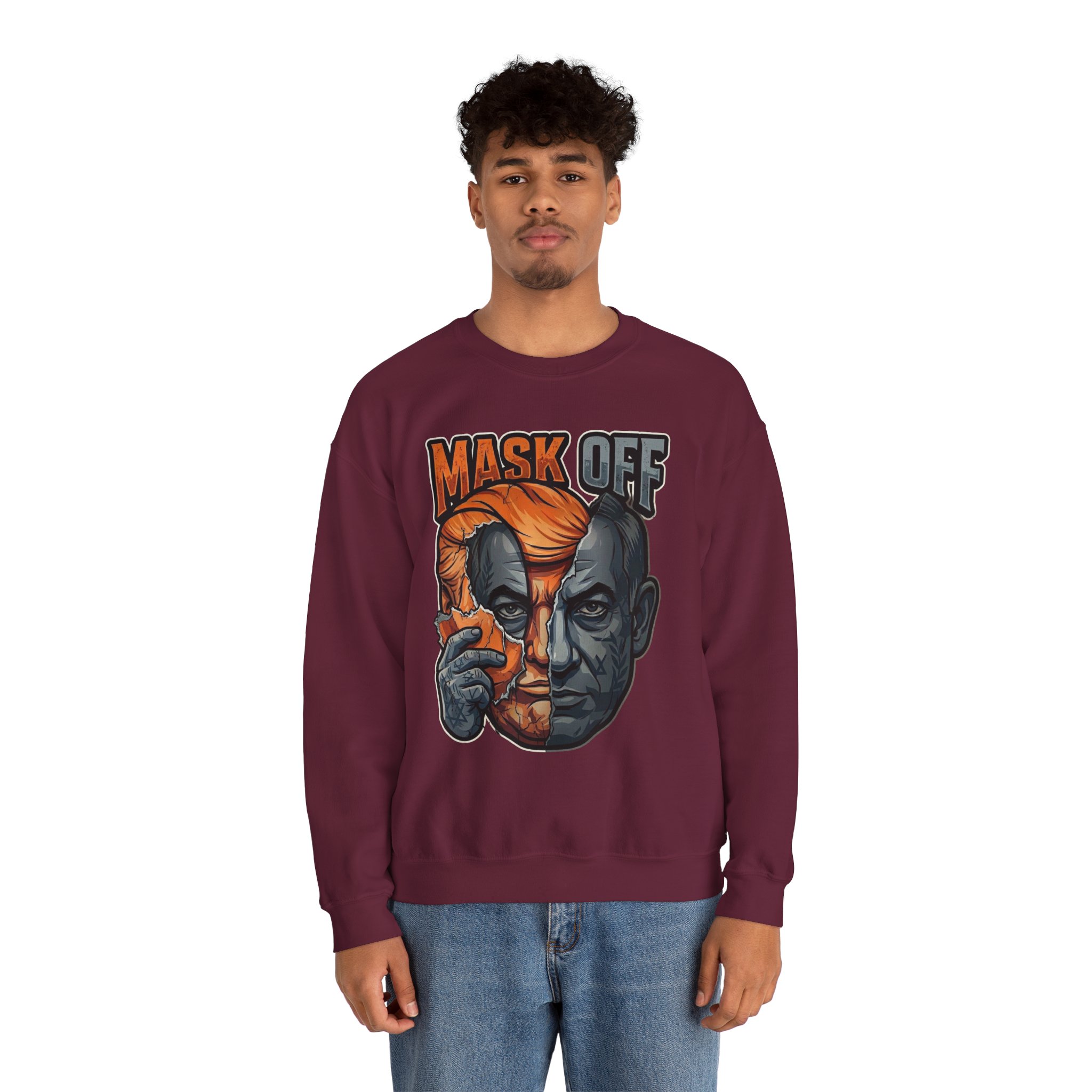 Mask Off | Trump and Netanyahu (Political Satire Crewneck) - Image 78