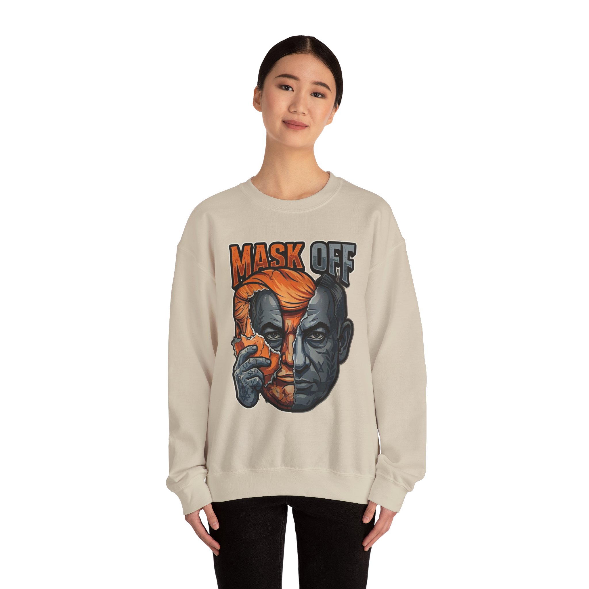 Mask Off | Trump and Netanyahu (Political Satire Crewneck) - Image 41
