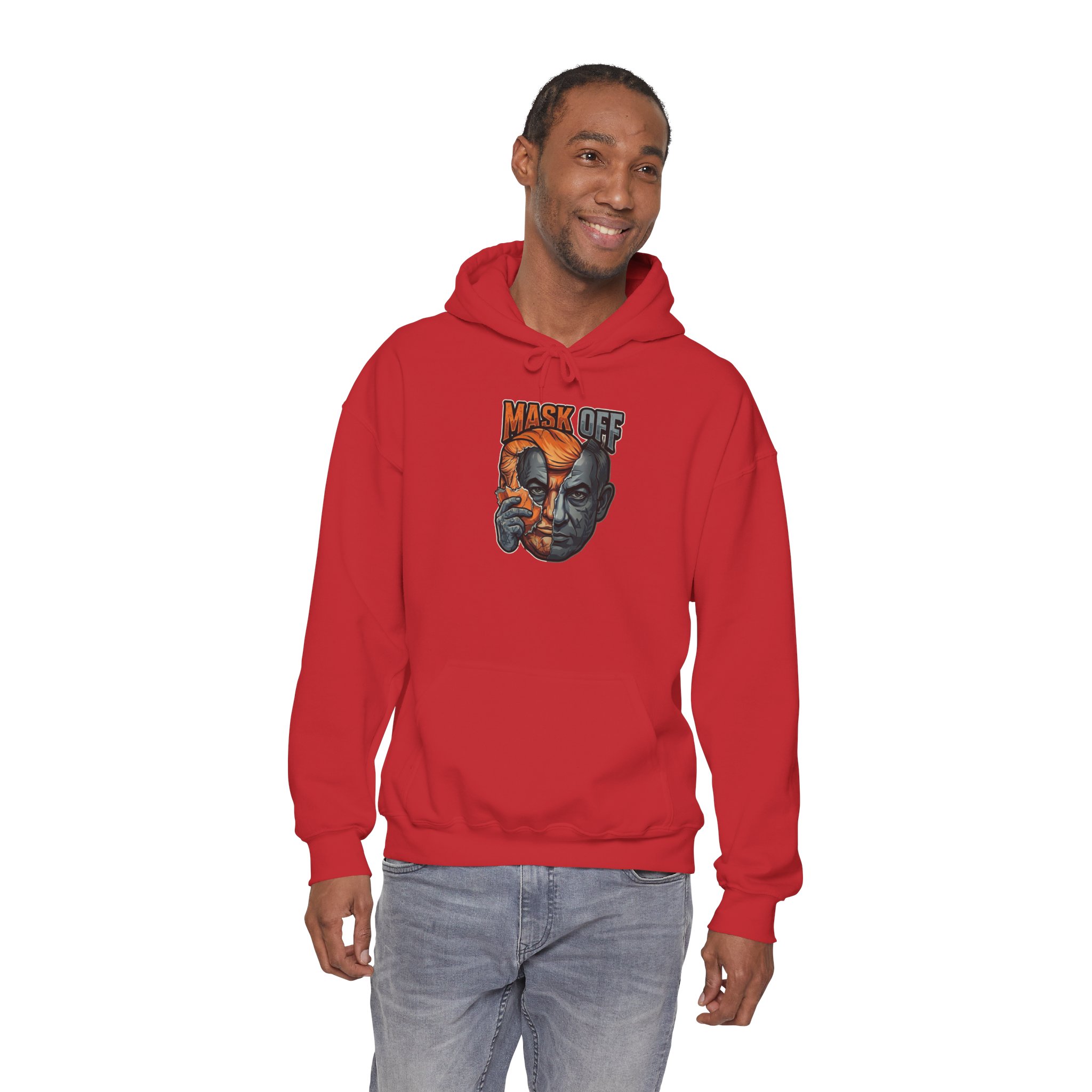 Mask Off Graphic Hoodie — Two-Faced Surreal Art Pullover - Image 18