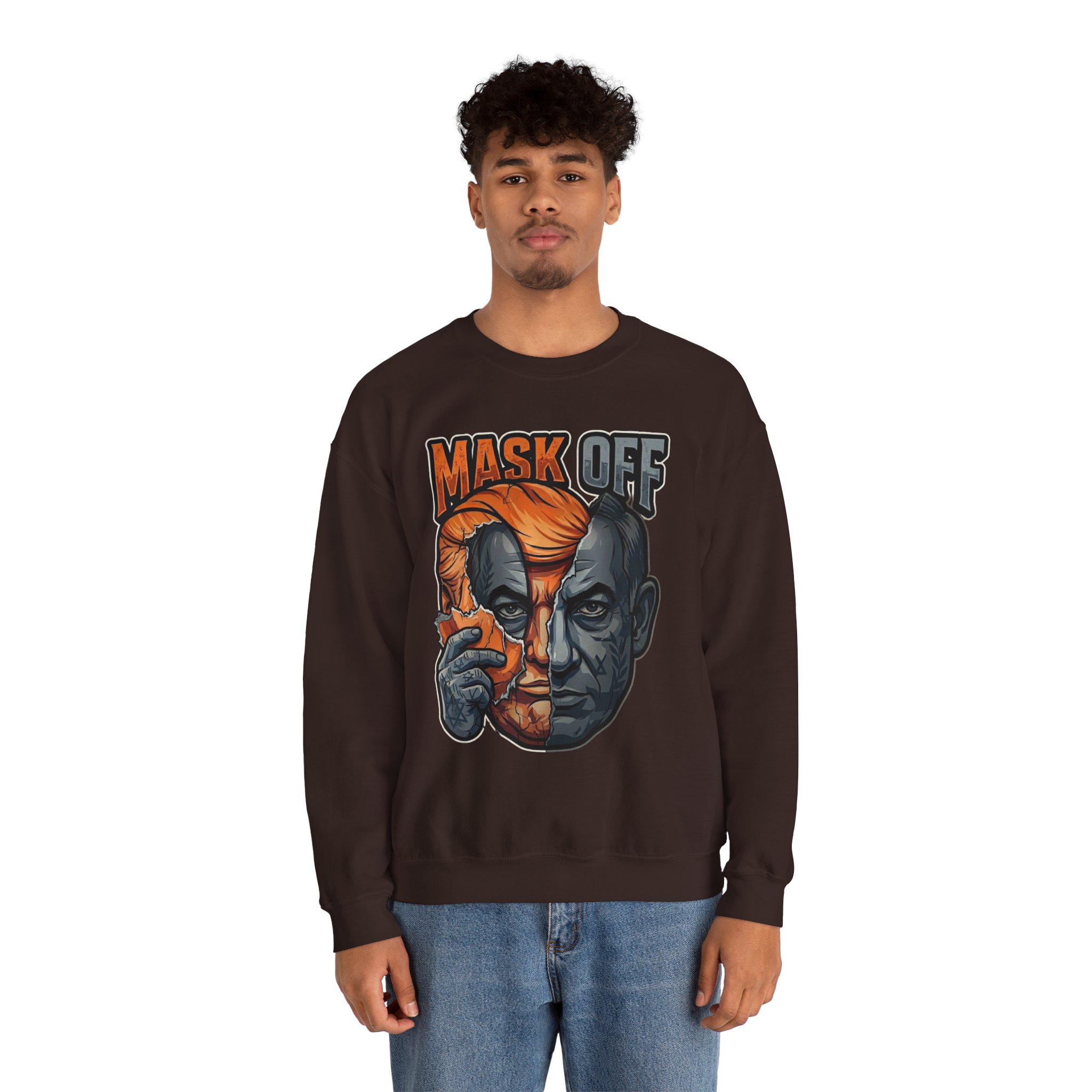Mask Off | Trump and Netanyahu (Political Satire Crewneck) - Image 87