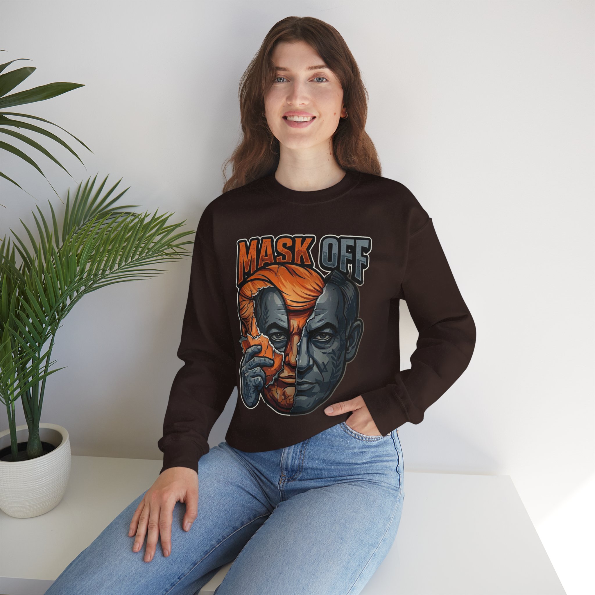 Mask Off | Trump and Netanyahu (Political Satire Crewneck) - Image 91