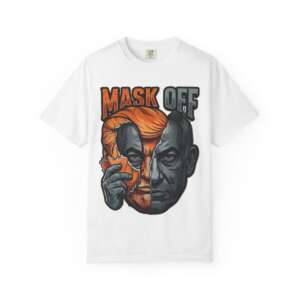 Mask Off Two-Face Face Peel T-Shirt | Political Satire Artwork