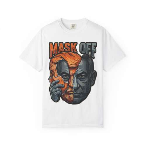 Mask Off Two-Face Face Peel T-Shirt | Political Satire Artwork