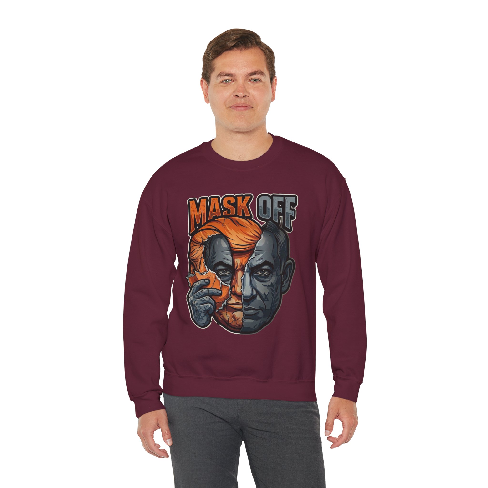 Mask Off | Trump and Netanyahu (Political Satire Crewneck) - Image 79
